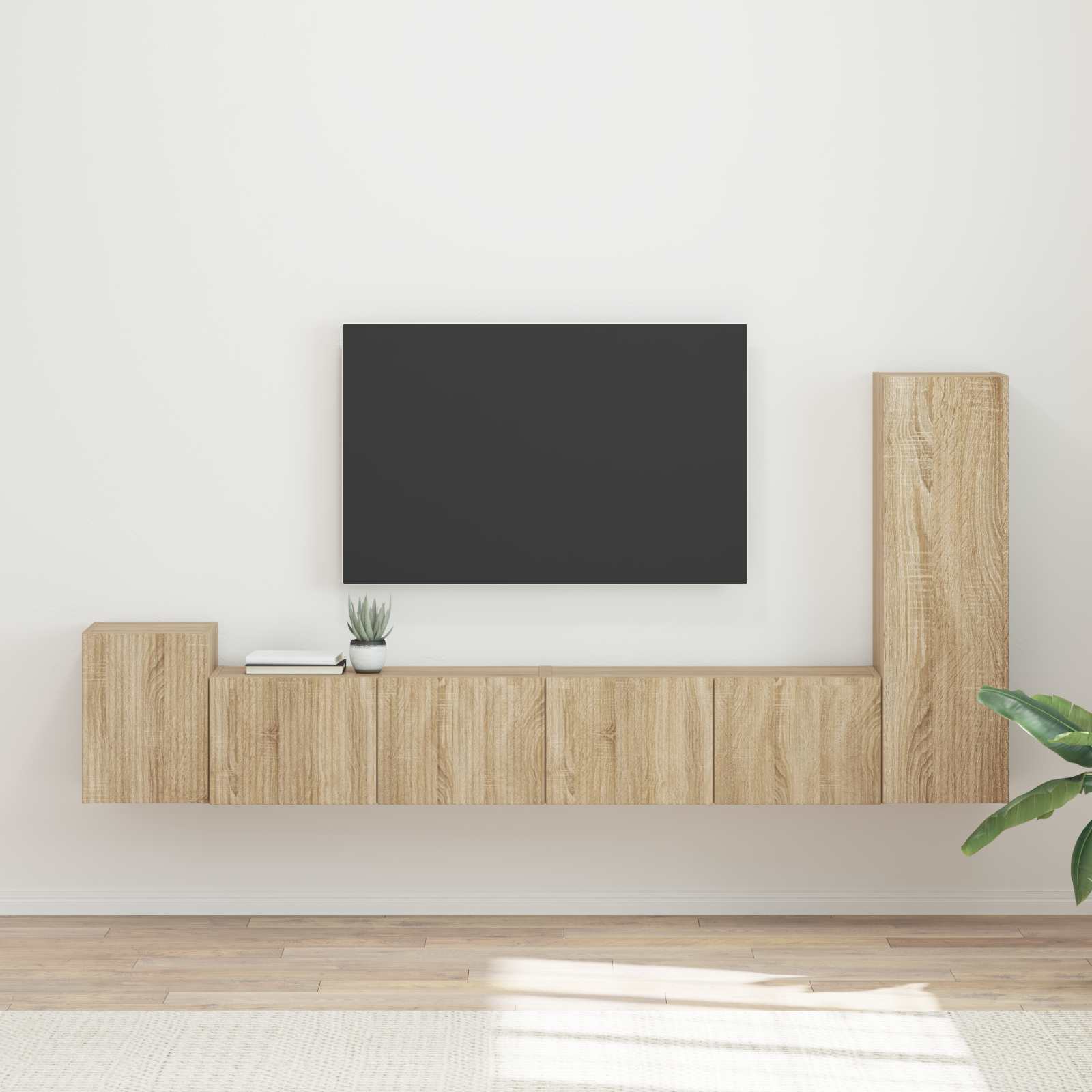 vidaXL Tv-meubelset Wandgemonteerd 3 pcs Wit Bewerkt hout