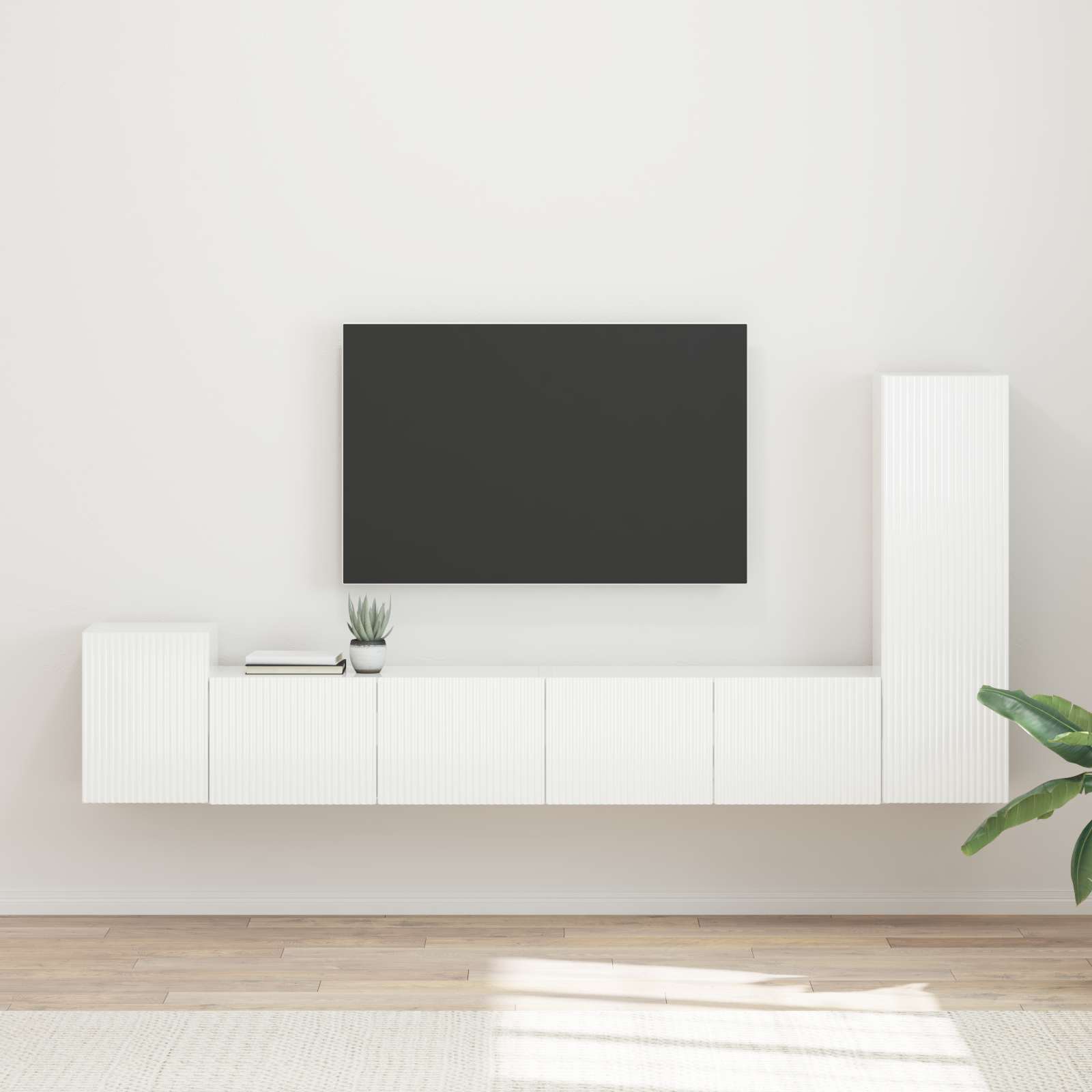 vidaXL Tv-meubelset Wandgemonteerd 3 pcs Wit Bewerkt hout
