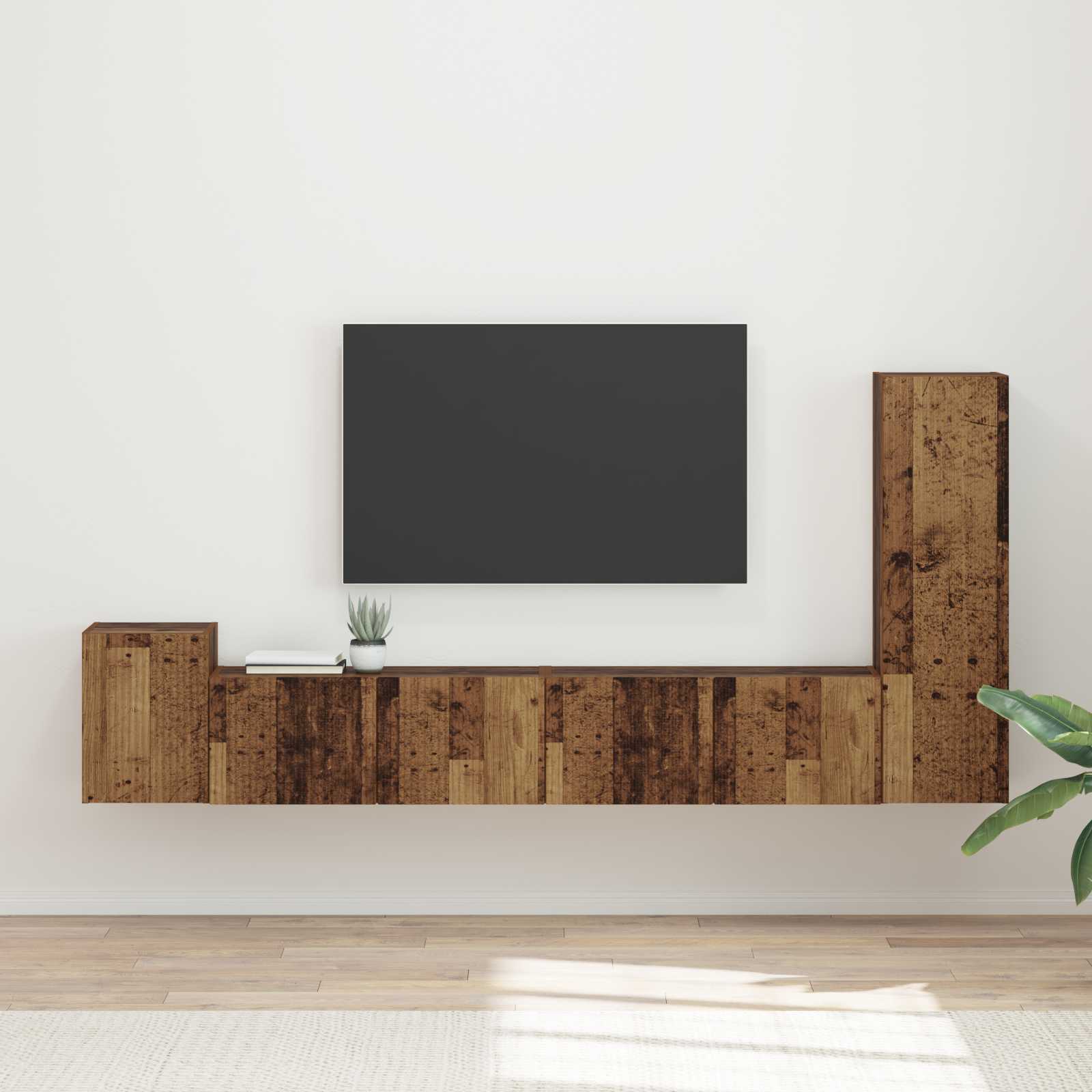 vidaXL Tv-meubelset Wandgemonteerd 3 pcs Wit Bewerkt hout