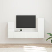 vidaXL Tv-meubelset Wandgemonteerd 4 pcs Wit Bewerkt hout