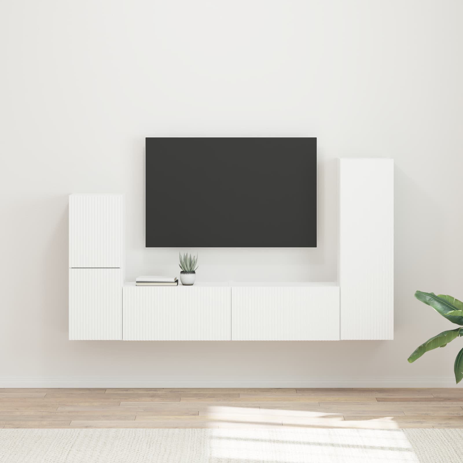 vidaXL Tv-meubelset Wandgemonteerd 4 pcs Wit Bewerkt hout