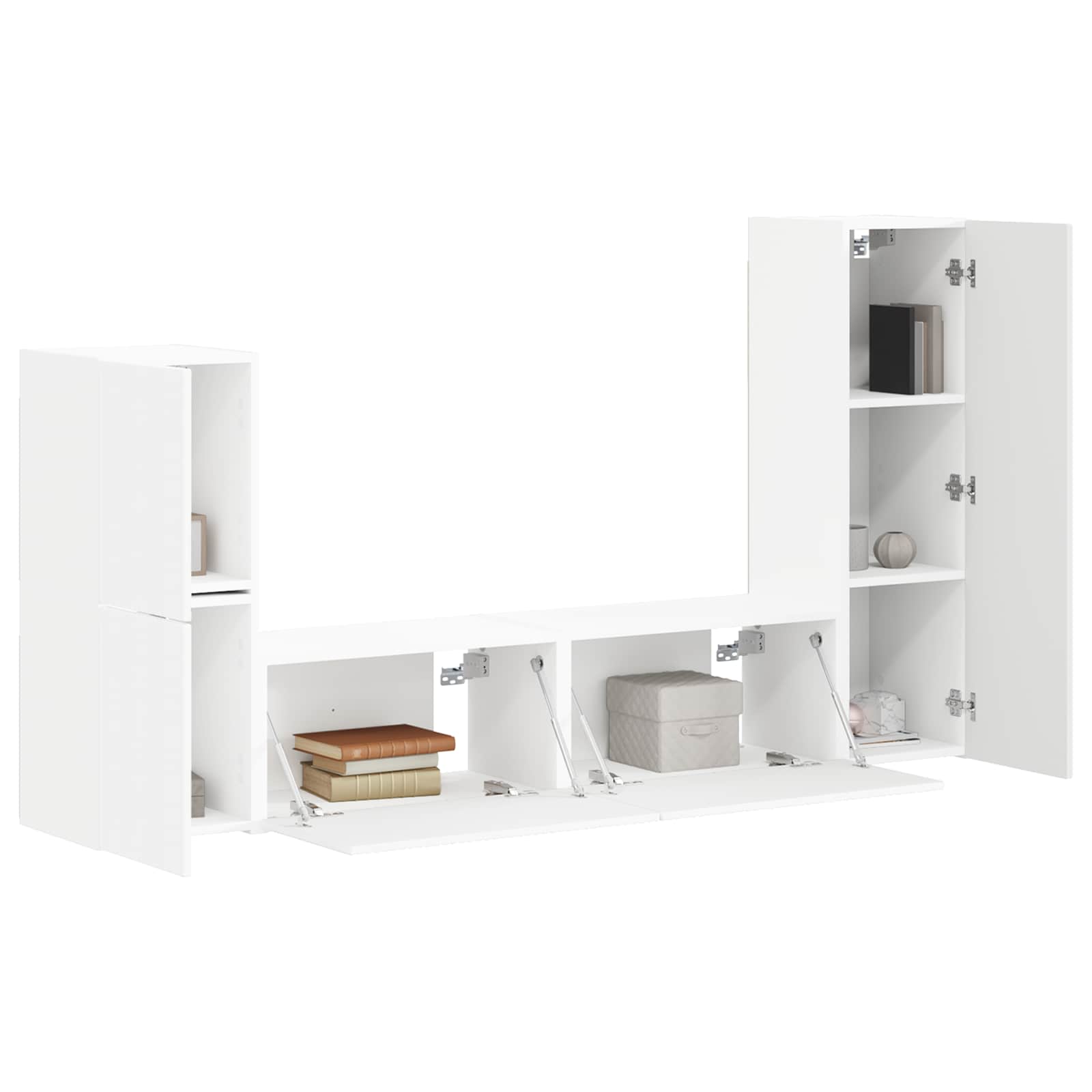 vidaXL Tv-meubelset Wandgemonteerd 4 pcs Wit Bewerkt hout