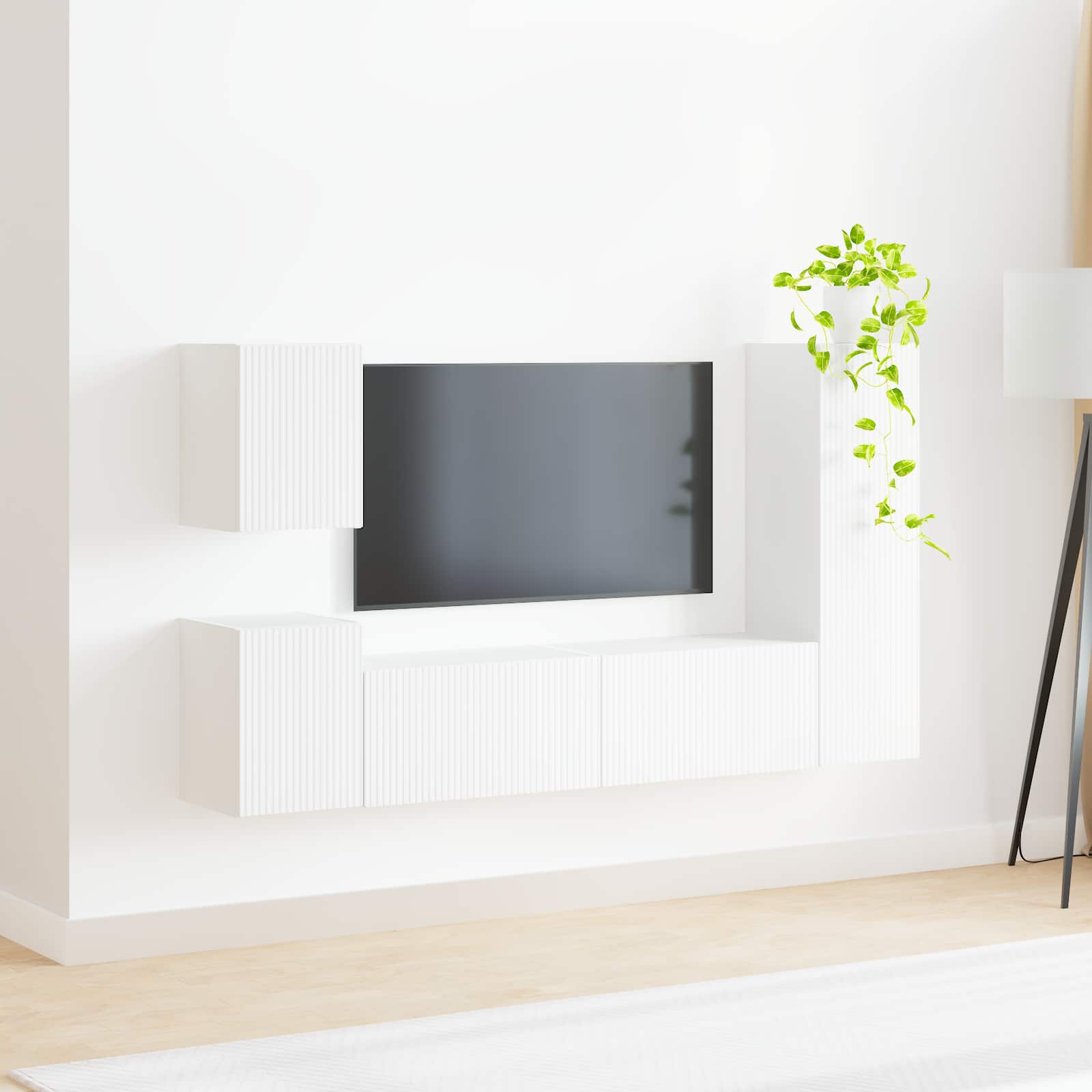 vidaXL Tv-meubelset Wandgemonteerd 4 pcs Wit Bewerkt hout