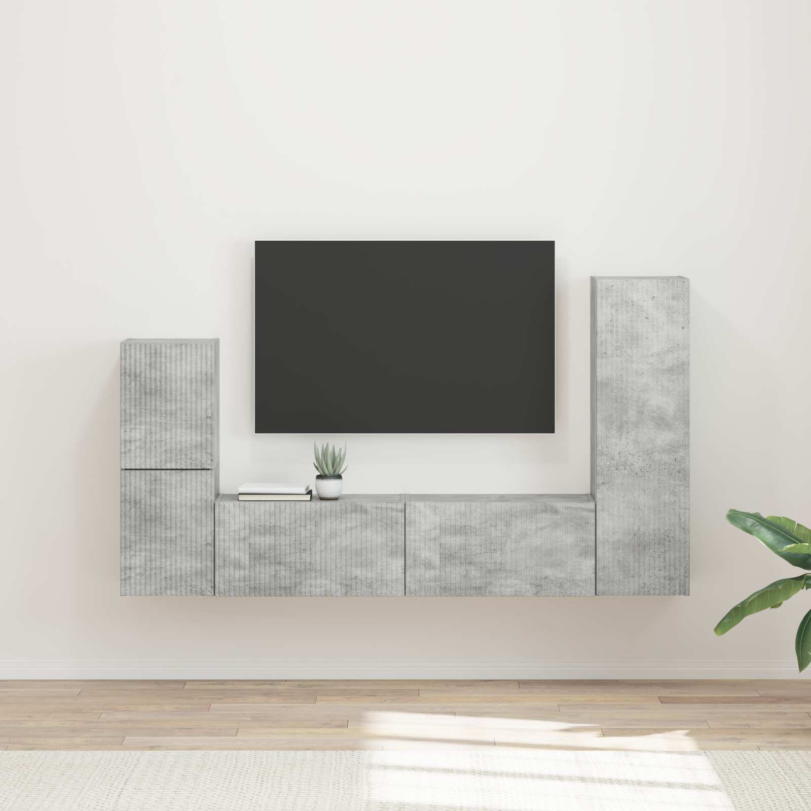 vidaXL Tv-meubelset Wandgemonteerd 4 pcs Wit Bewerkt hout
