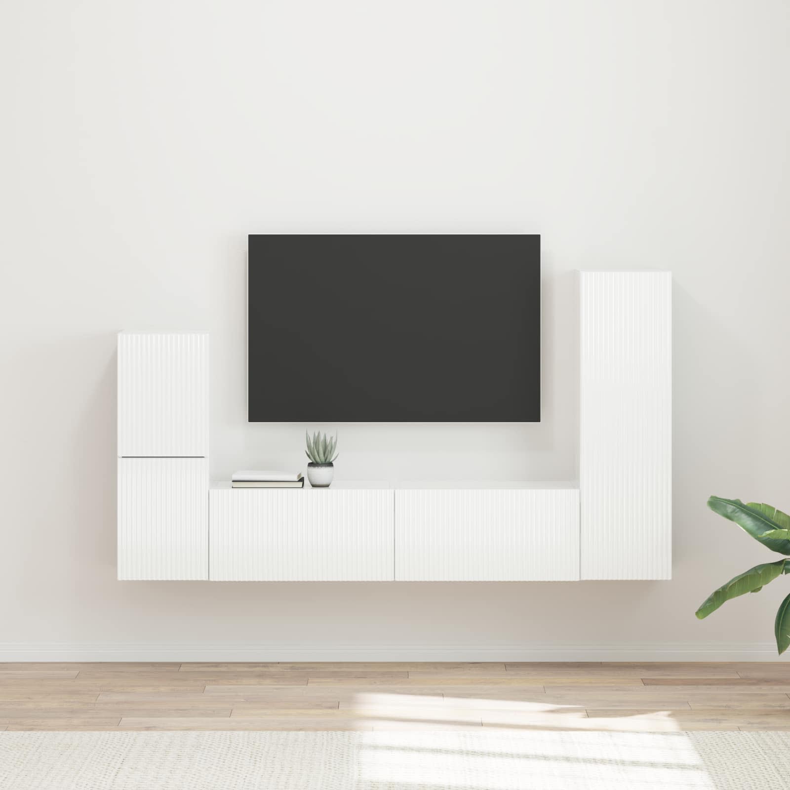 vidaXL Tv-meubelset Wandgemonteerd 4 pcs Wit Bewerkt hout