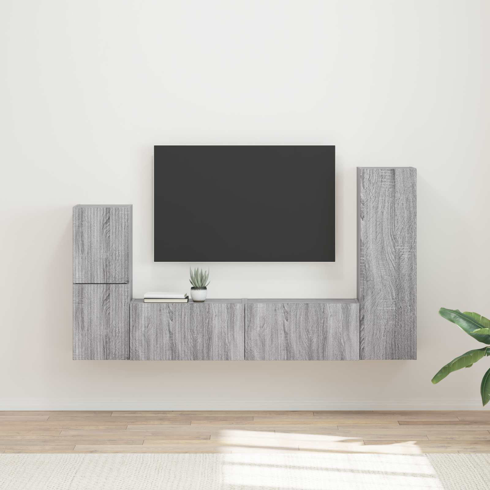 vidaXL Tv-meubelset Wandgemonteerd 4 pcs Wit Bewerkt hout