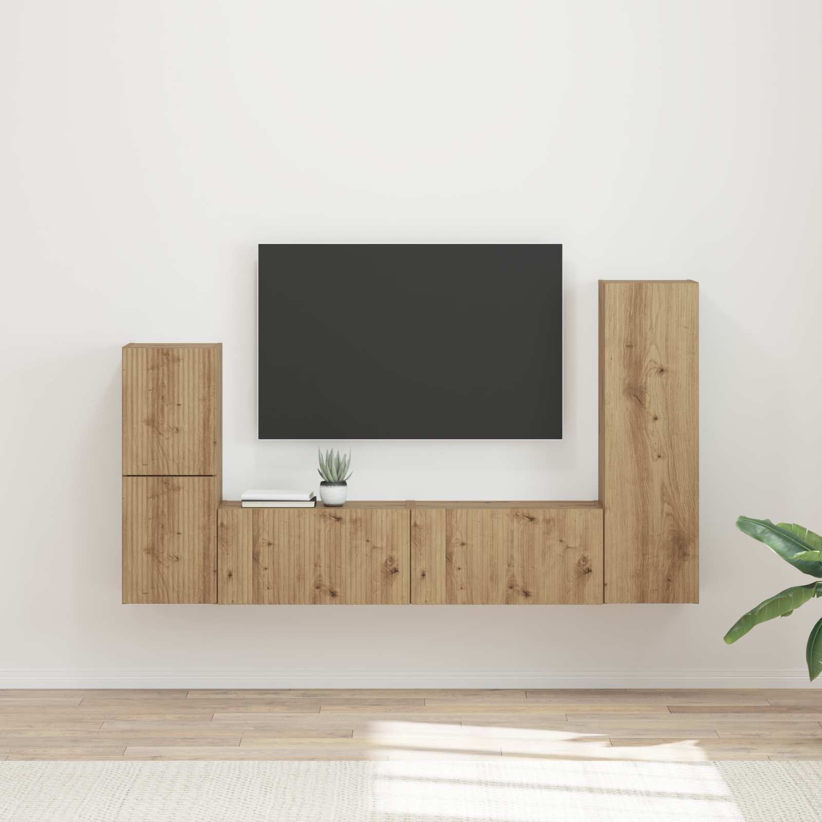 vidaXL Tv-meubelset Wandgemonteerd 4 pcs Wit Bewerkt hout