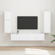 vidaXL Tv-meubelset Wandgemonteerd 4 pcs Wit Bewerkt hout