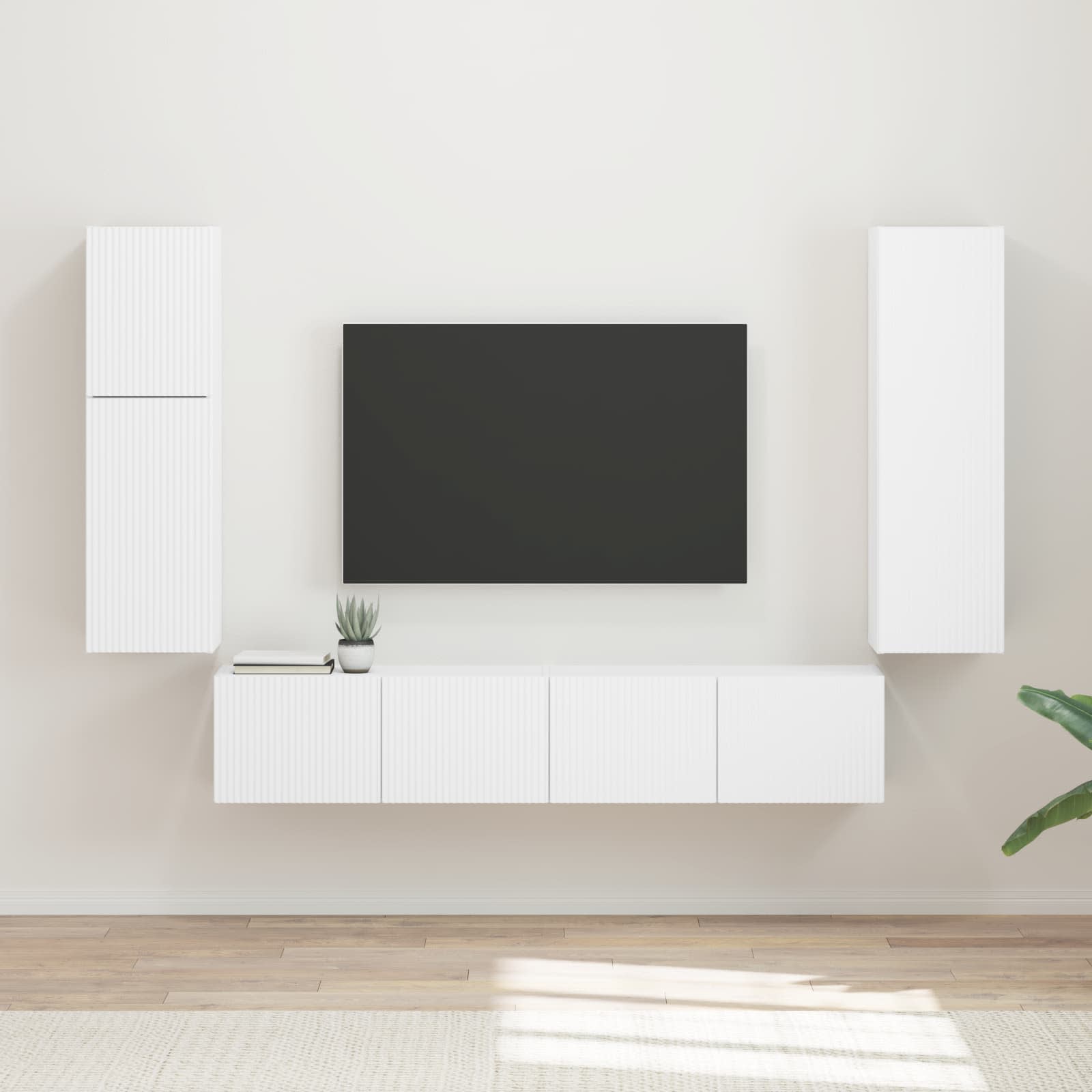 vidaXL Tv-meubelset Wandgemonteerd 4 pcs Wit Bewerkt hout