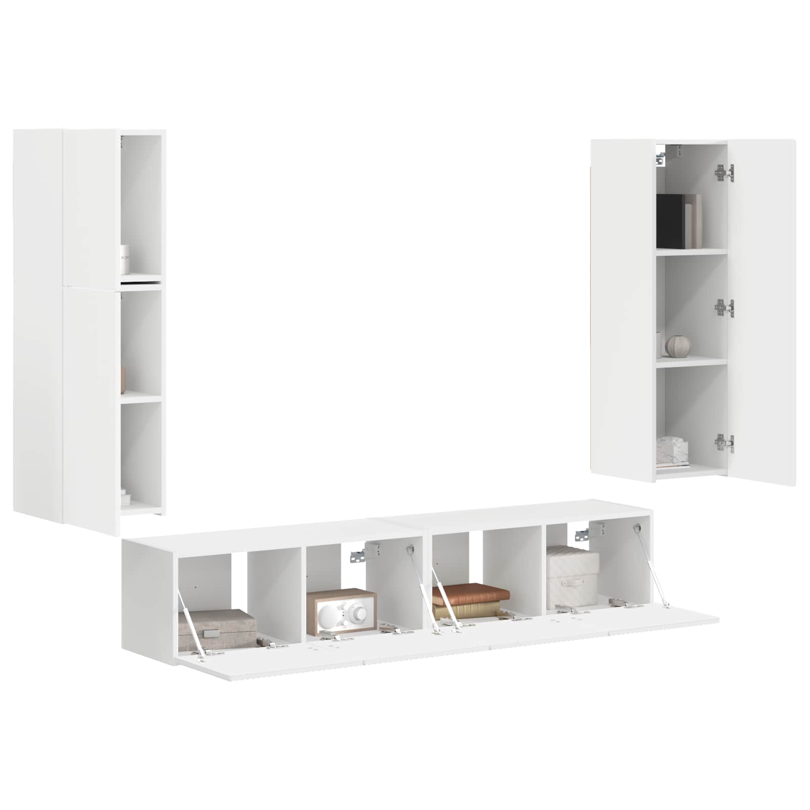 vidaXL Tv-meubelset Wandgemonteerd 4 pcs Wit Bewerkt hout