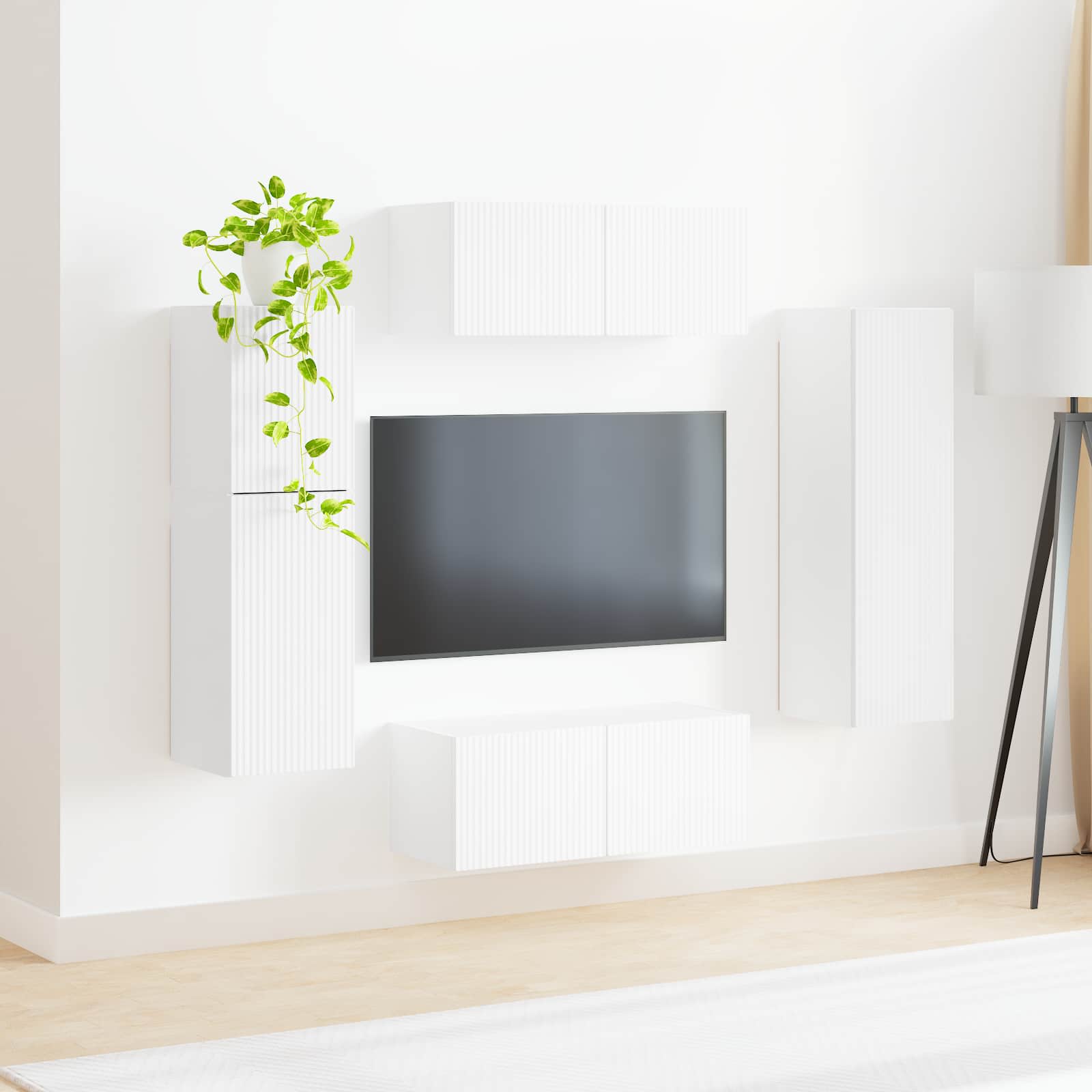 vidaXL Tv-meubelset Wandgemonteerd 4 pcs Wit Bewerkt hout