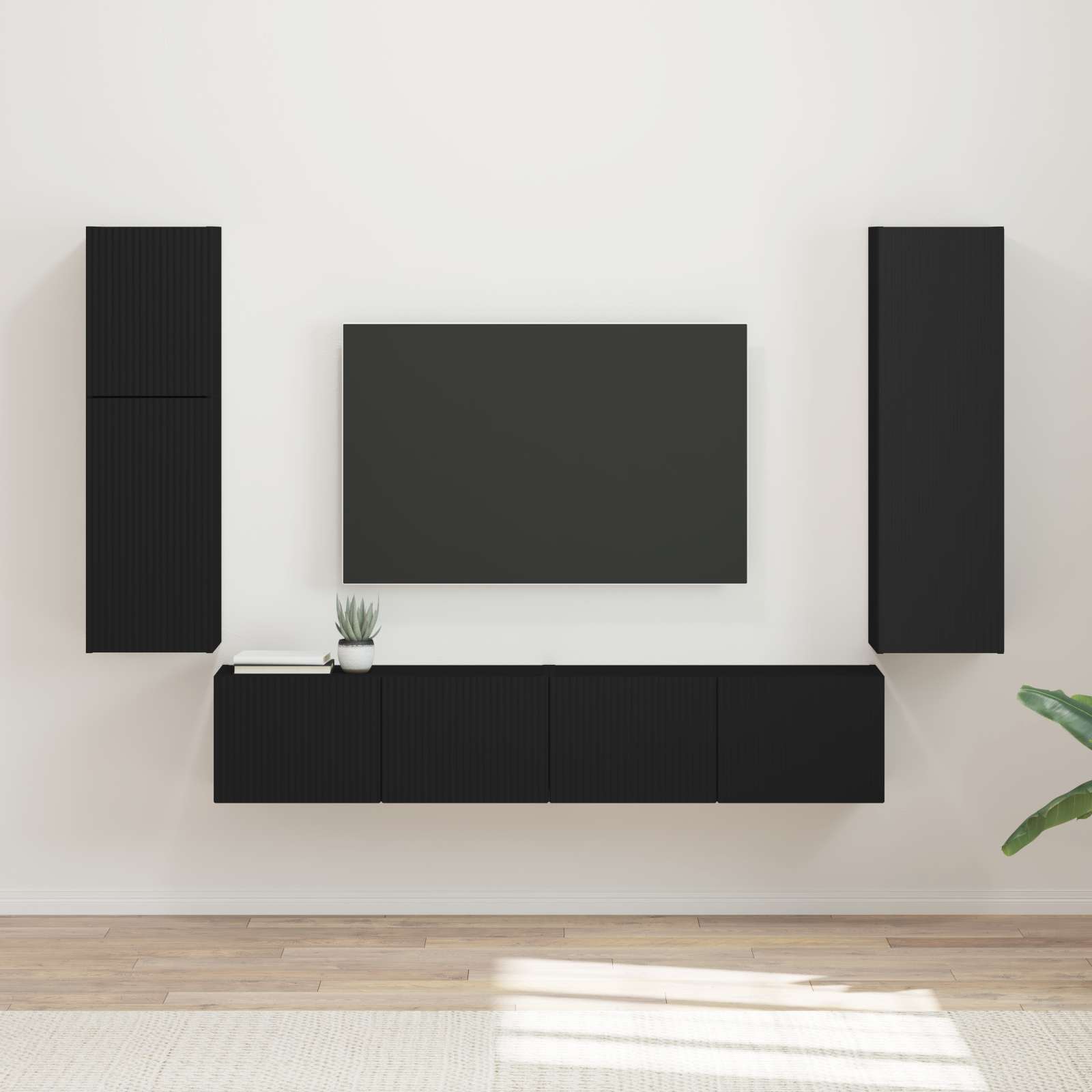 vidaXL Tv-meubelset Wandgemonteerd 4 pcs Wit Bewerkt hout