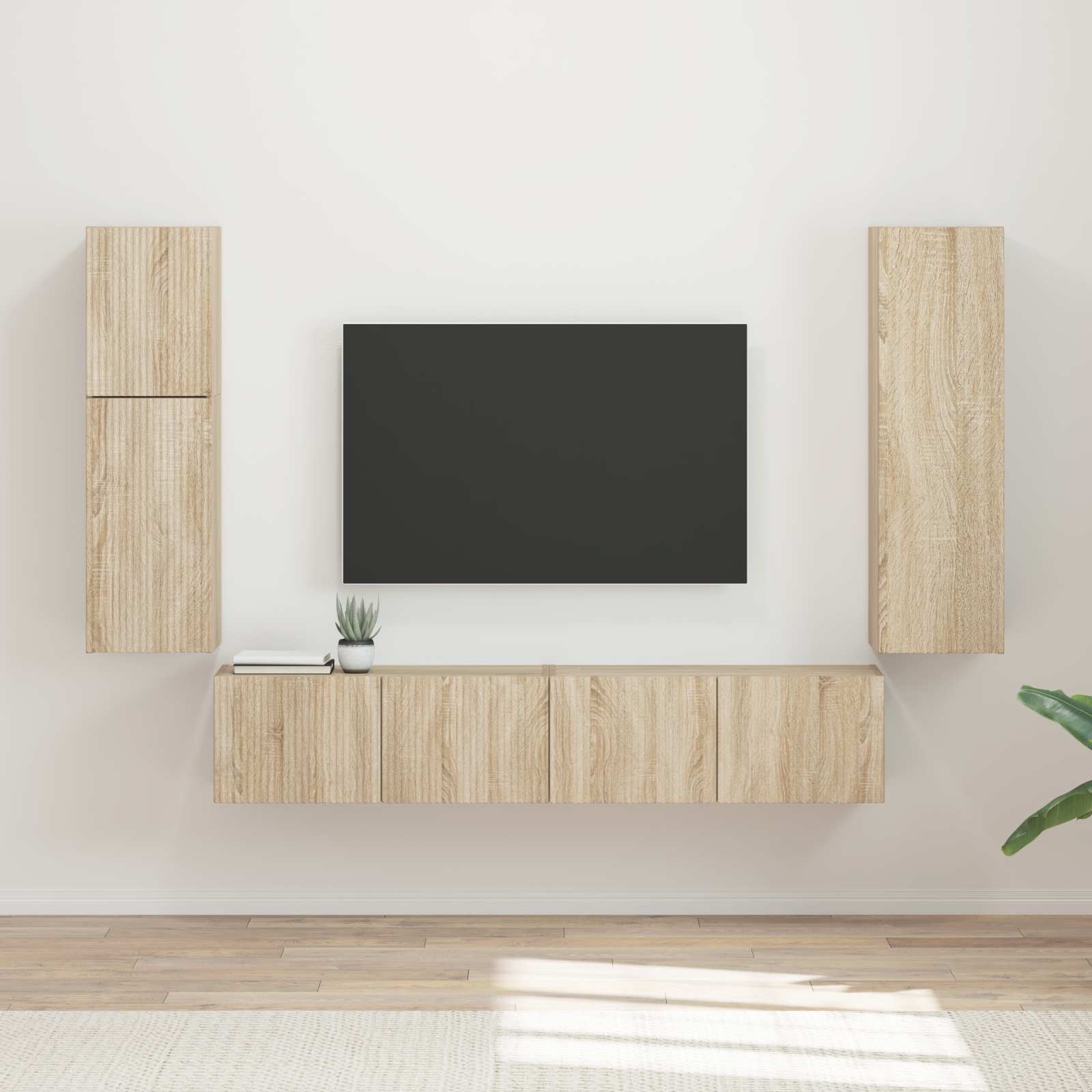 vidaXL Tv-meubelset Wandgemonteerd 4 pcs Wit Bewerkt hout