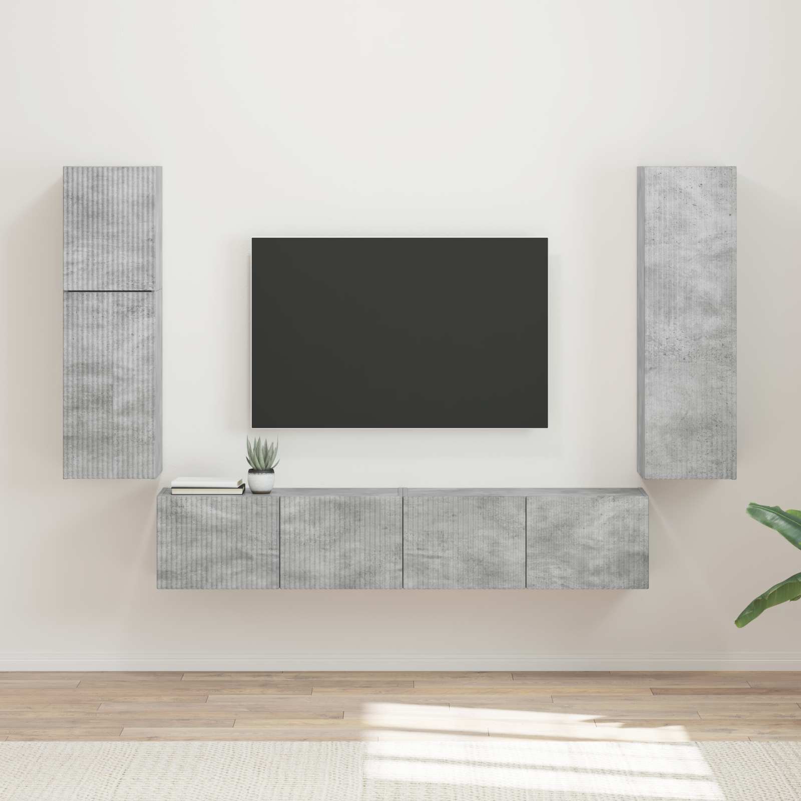 vidaXL Tv-meubelset Wandgemonteerd 4 pcs Wit Bewerkt hout
