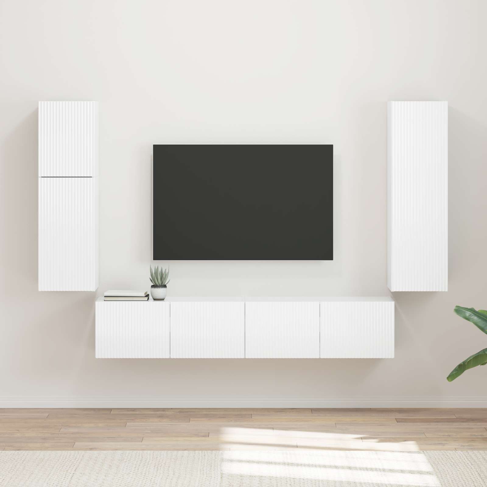vidaXL Tv-meubelset Wandgemonteerd 4 pcs Wit Bewerkt hout