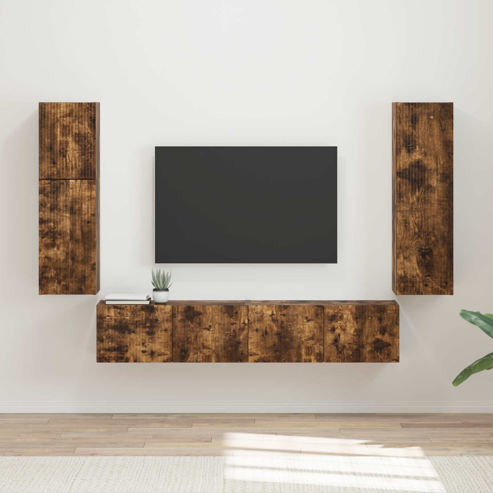 vidaXL Tv-meubelset Wandgemonteerd 4 pcs Wit Bewerkt hout