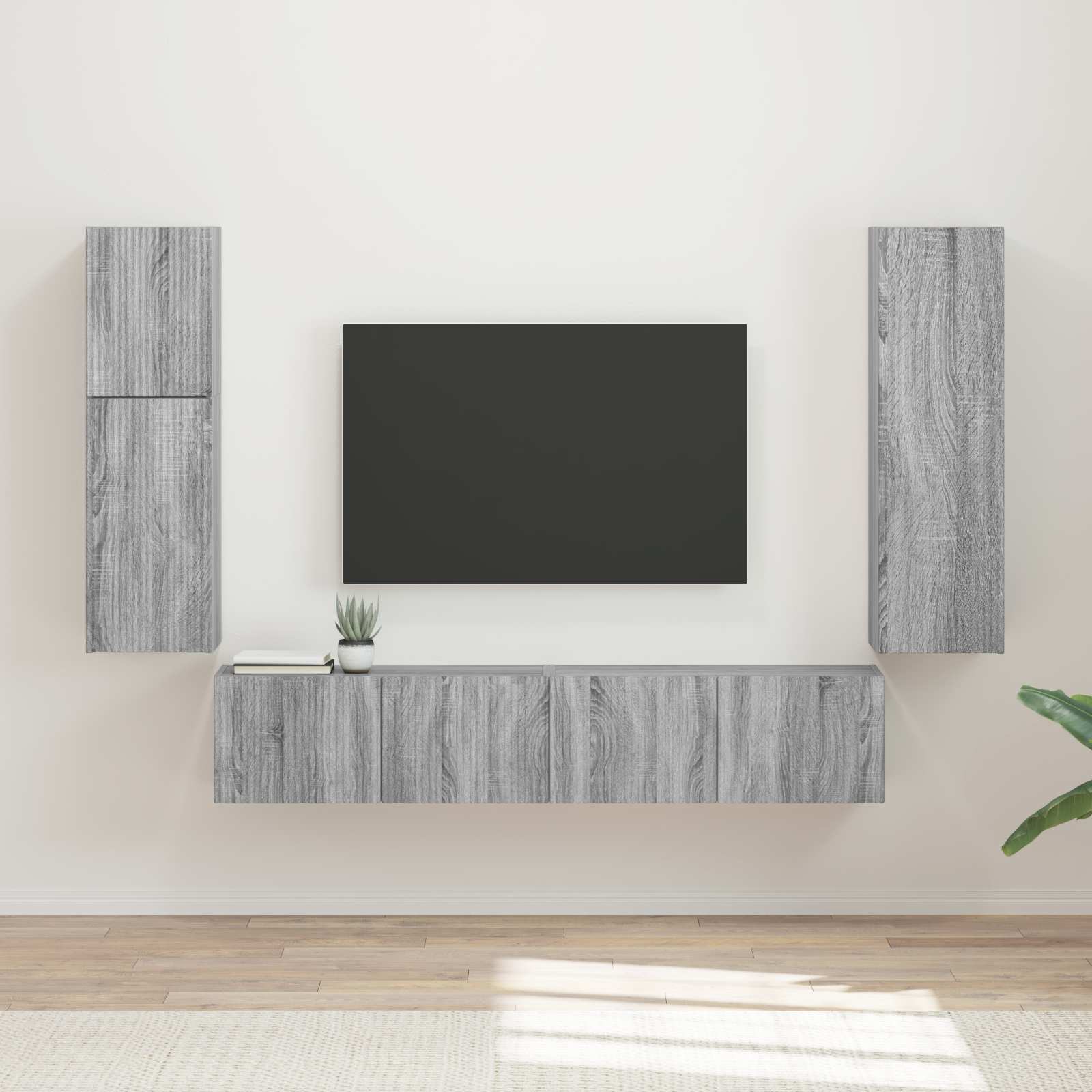vidaXL Tv-meubelset Wandgemonteerd 4 pcs Wit Bewerkt hout