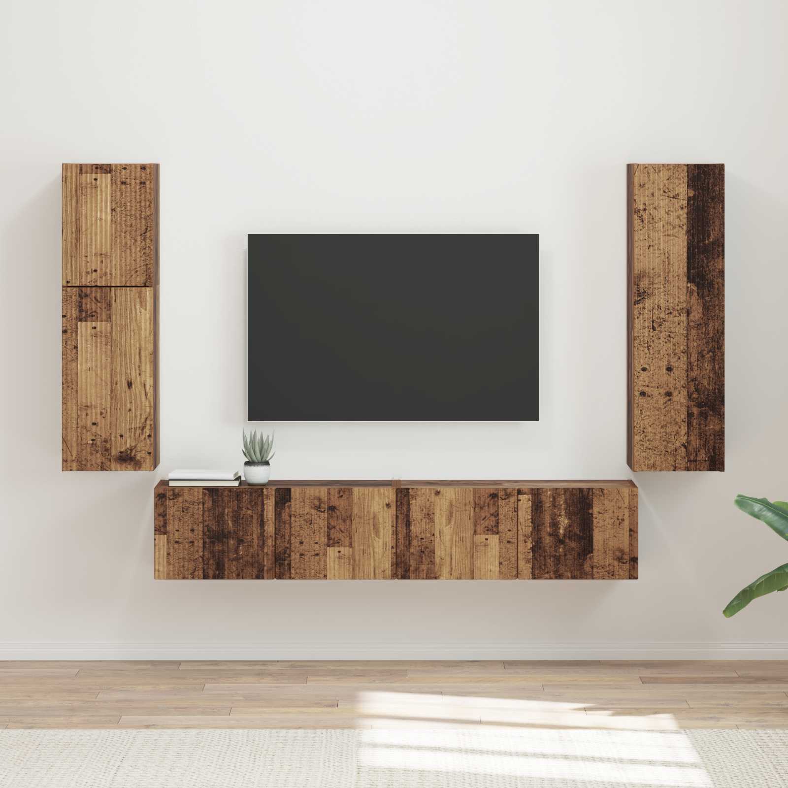 vidaXL Tv-meubelset Wandgemonteerd 4 pcs Wit Bewerkt hout