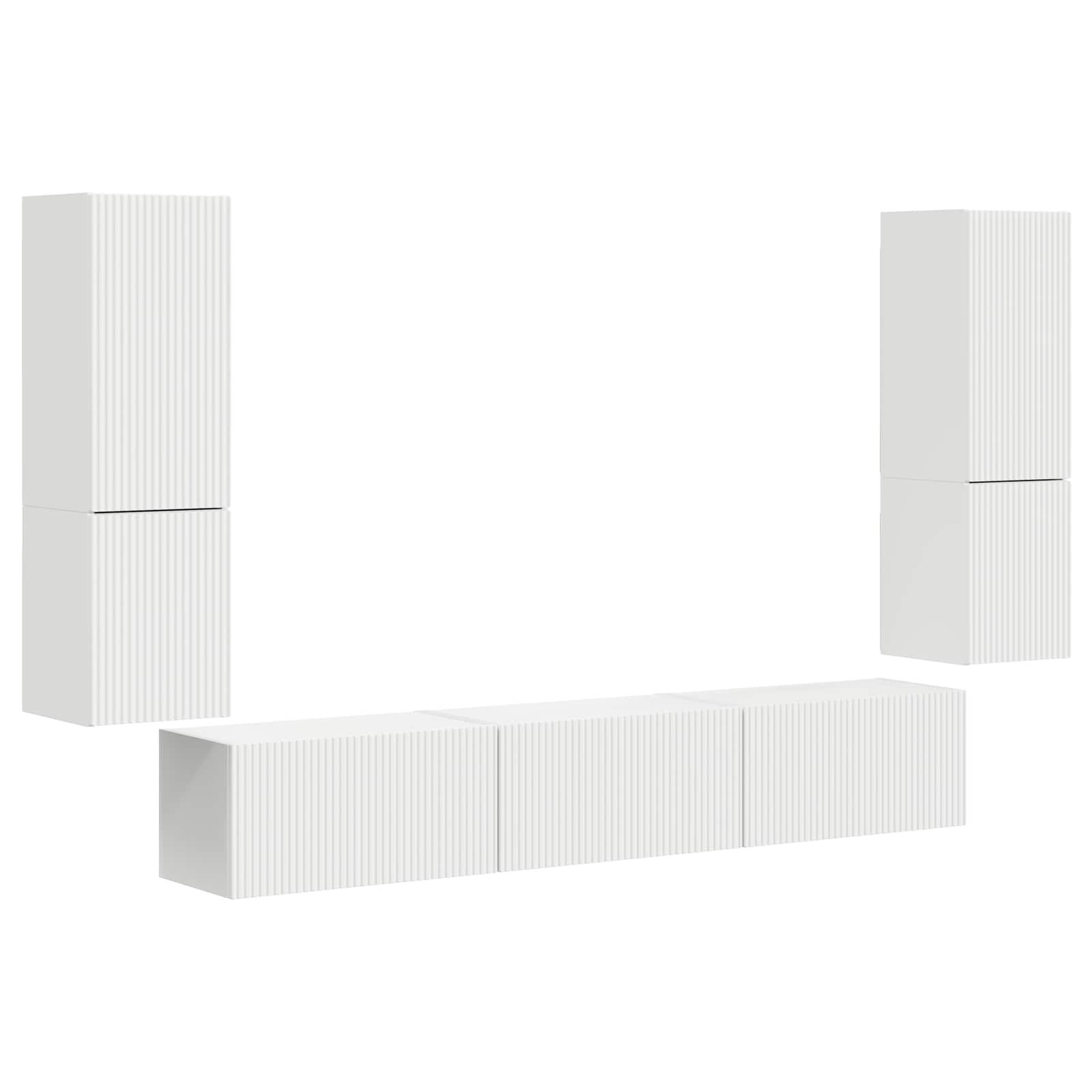 vidaXL Tv-meubelset Wandgemonteerd 4 pcs Wit Bewerkt hout