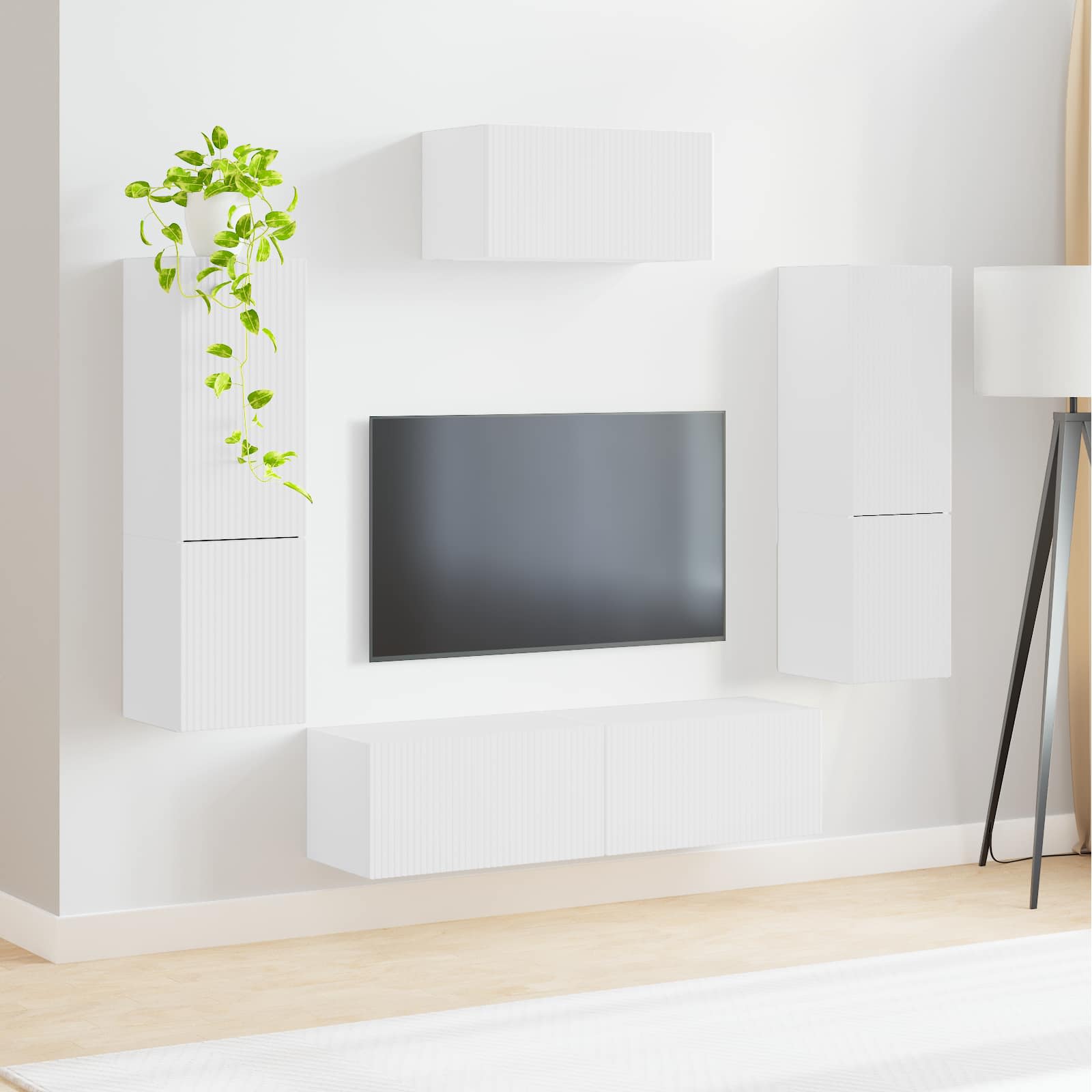vidaXL Tv-meubelset Wandgemonteerd 4 pcs Wit Bewerkt hout