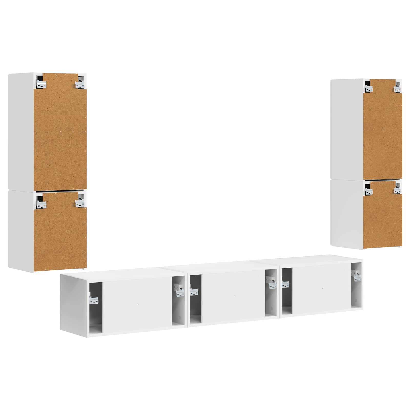 vidaXL Tv-meubelset Wandgemonteerd 4 pcs Wit Bewerkt hout