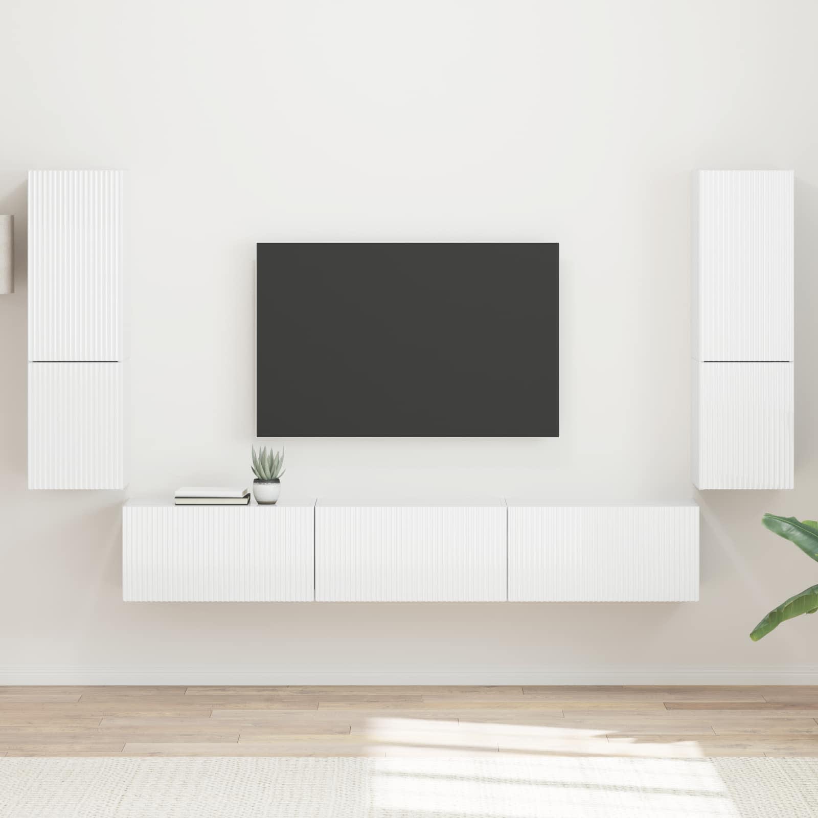 vidaXL Tv-meubelset Wandgemonteerd 4 pcs Wit Bewerkt hout