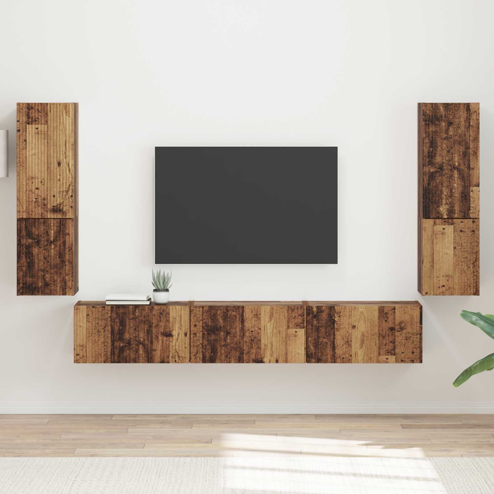 vidaXL Tv-meubelset Wandgemonteerd 4 pcs Wit Bewerkt hout