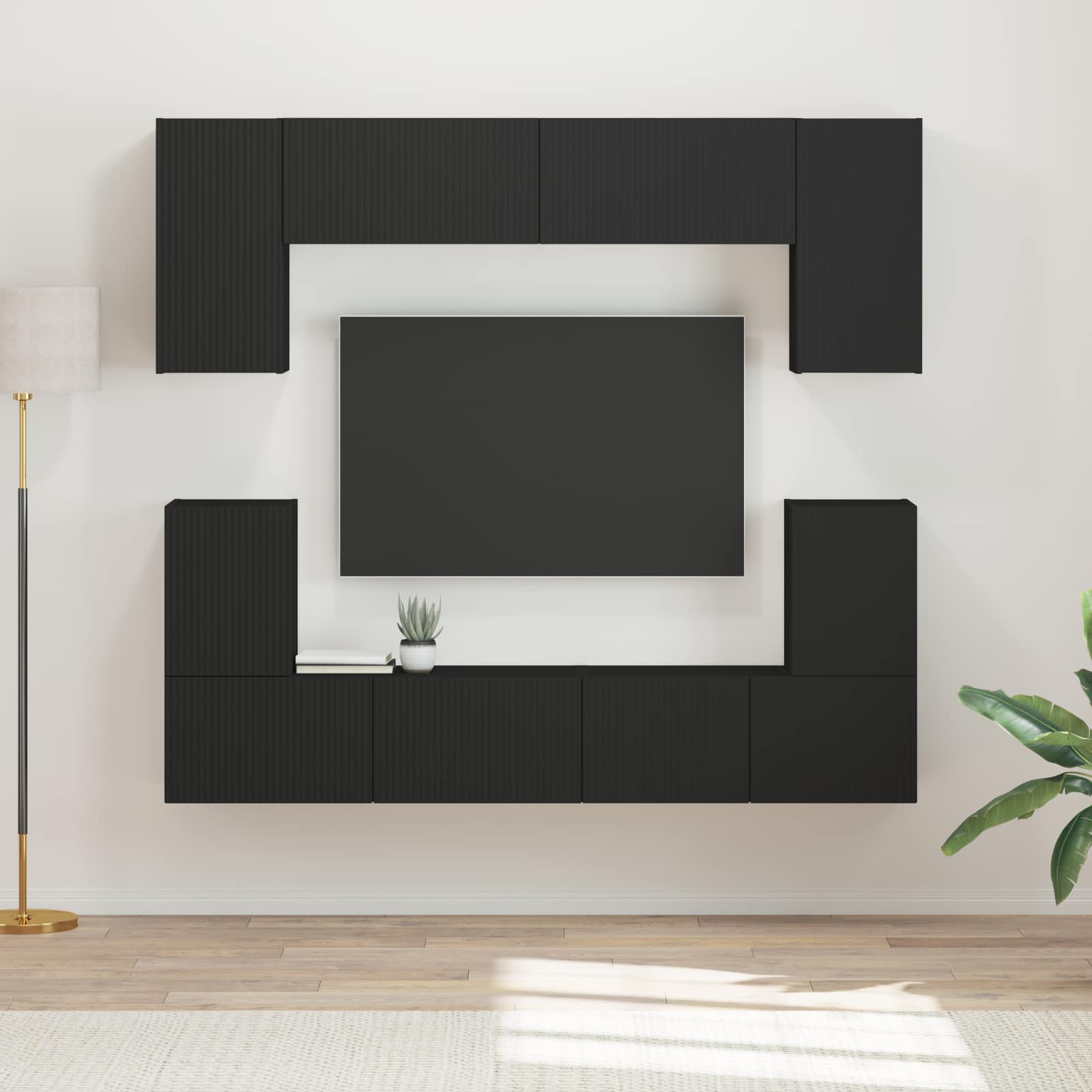 vidaXL Tv-meubelset Wandgemonteerd 5 pcs Wit Bewerkt hout