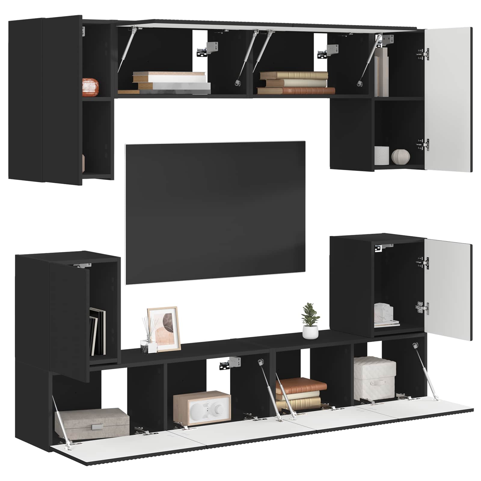vidaXL Tv-meubelset Wandgemonteerd 5 pcs Wit Bewerkt hout