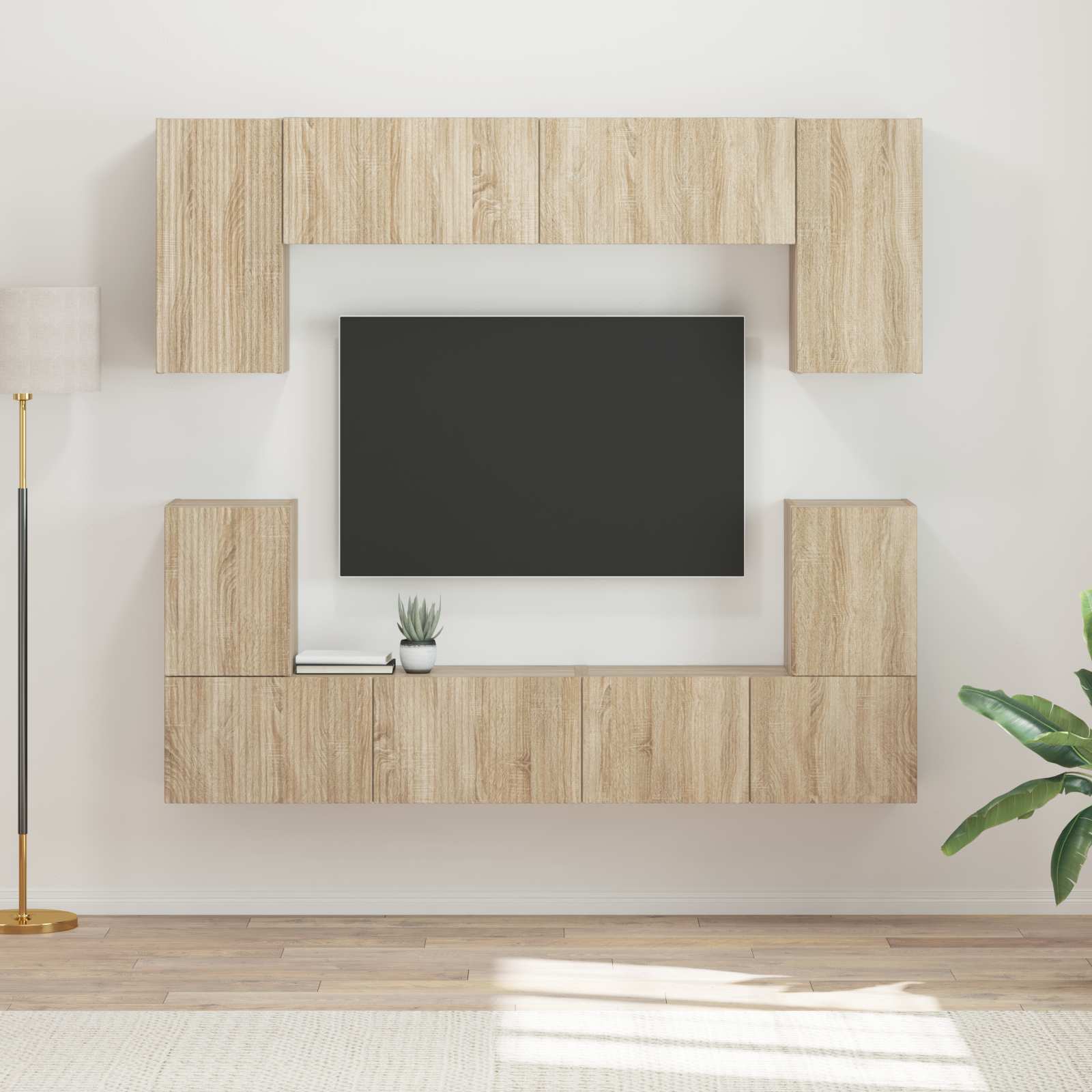 vidaXL Tv-meubelset Wandgemonteerd 5 pcs Wit Bewerkt hout
