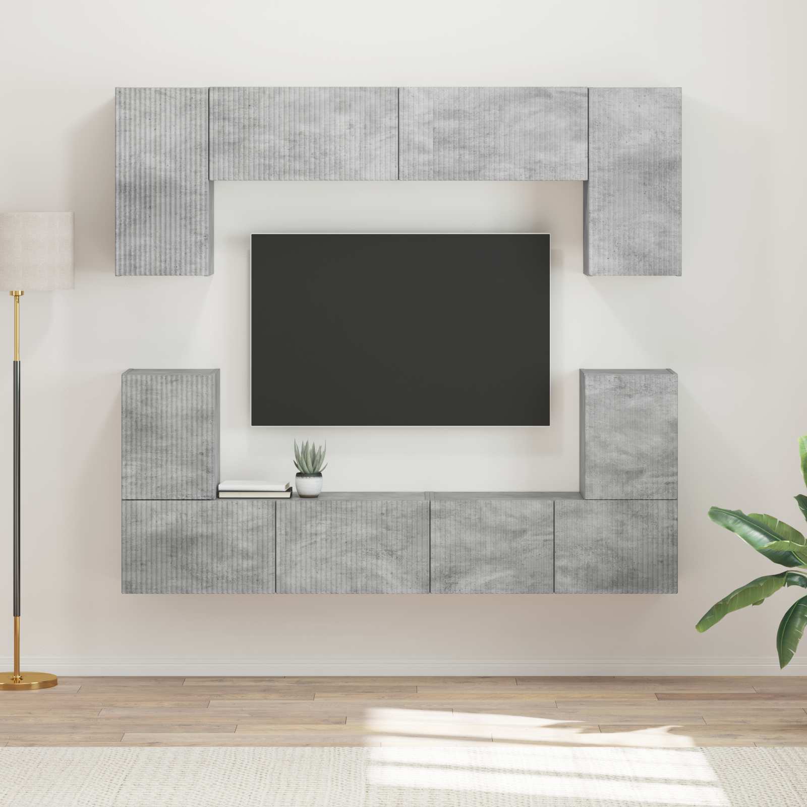vidaXL Tv-meubelset Wandgemonteerd 5 pcs Wit Bewerkt hout
