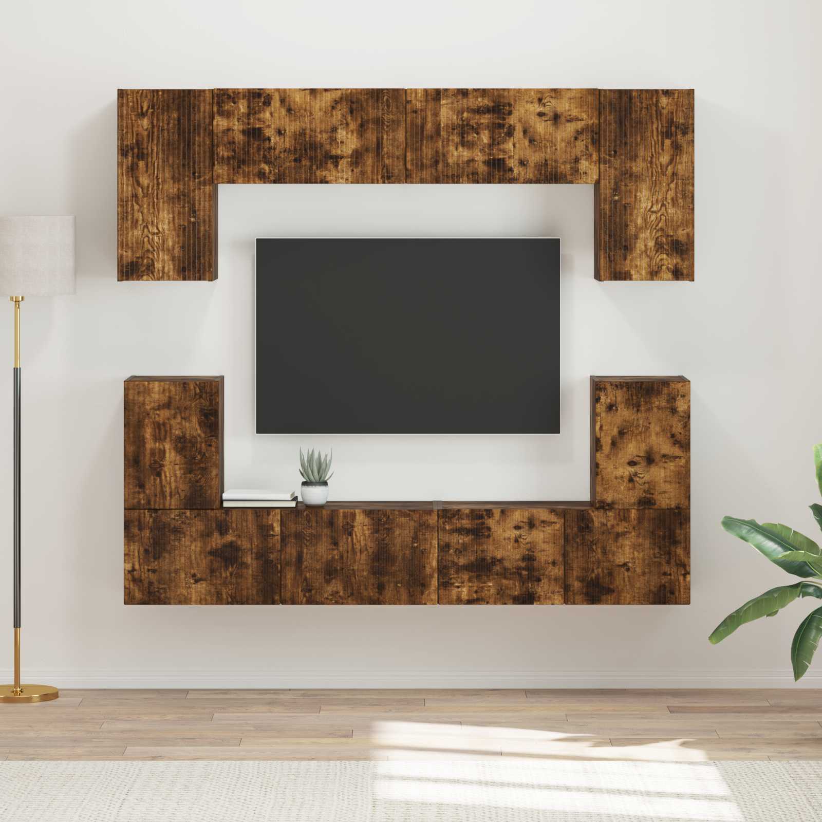 vidaXL Tv-meubelset Wandgemonteerd 5 pcs Wit Bewerkt hout