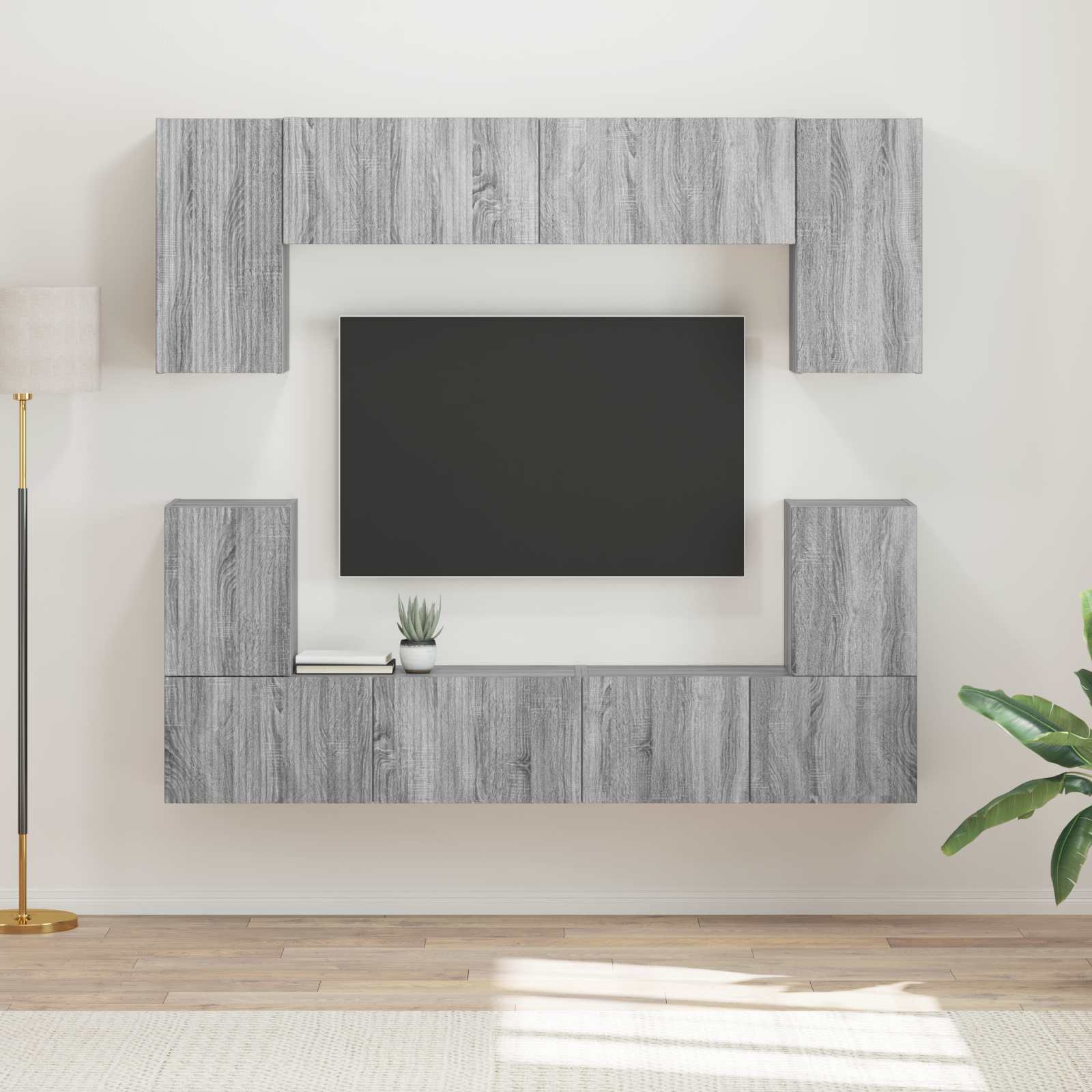 vidaXL Tv-meubelset Wandgemonteerd 5 pcs Wit Bewerkt hout
