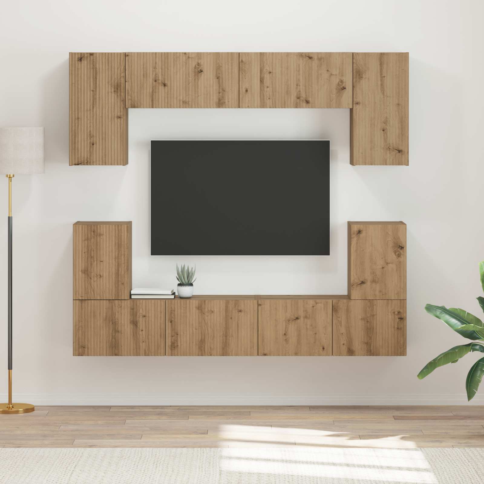 vidaXL Tv-meubelset Wandgemonteerd 5 pcs Wit Bewerkt hout