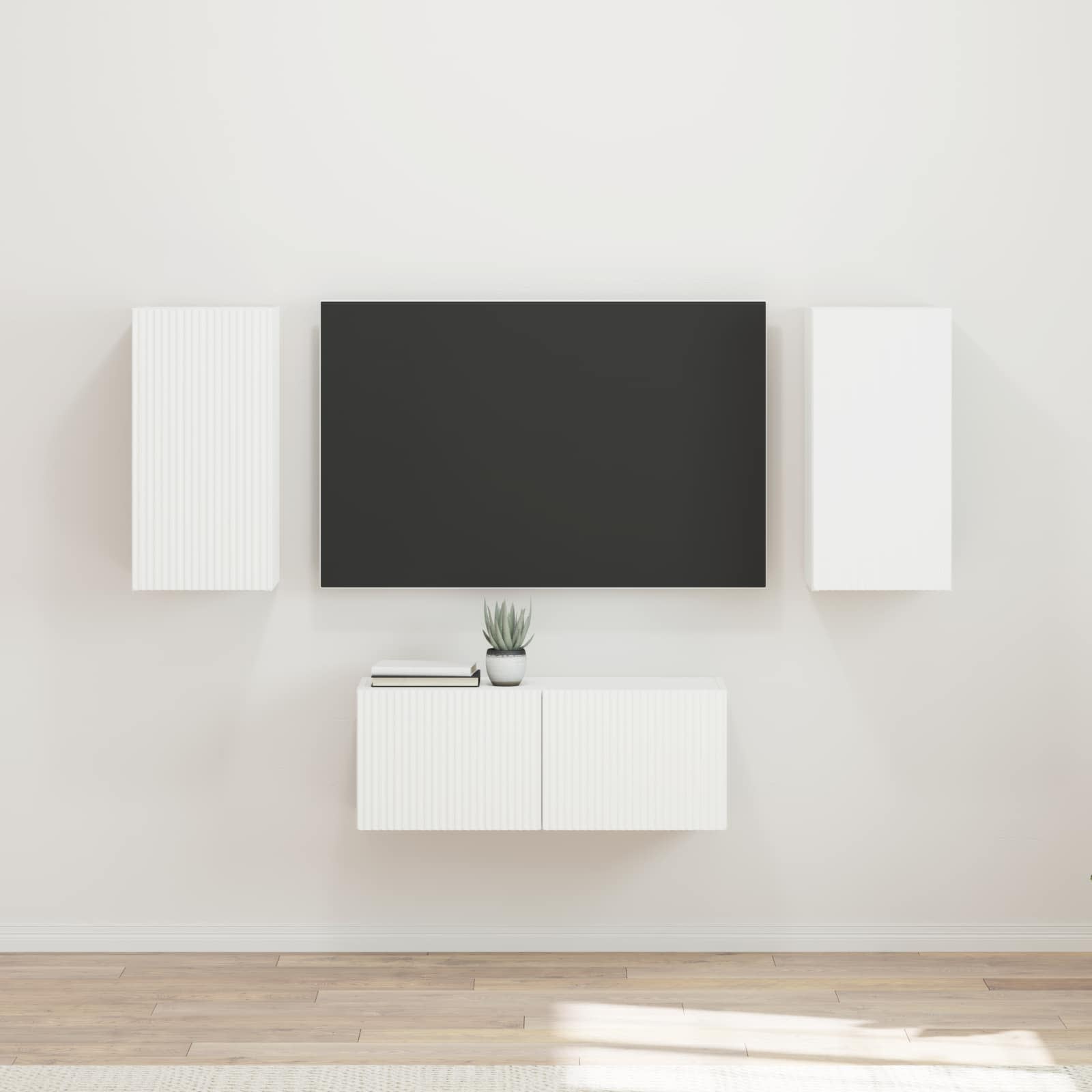 vidaXL Tv-meubelset Wandgemonteerd 6 pcs Wit Bewerkt hout