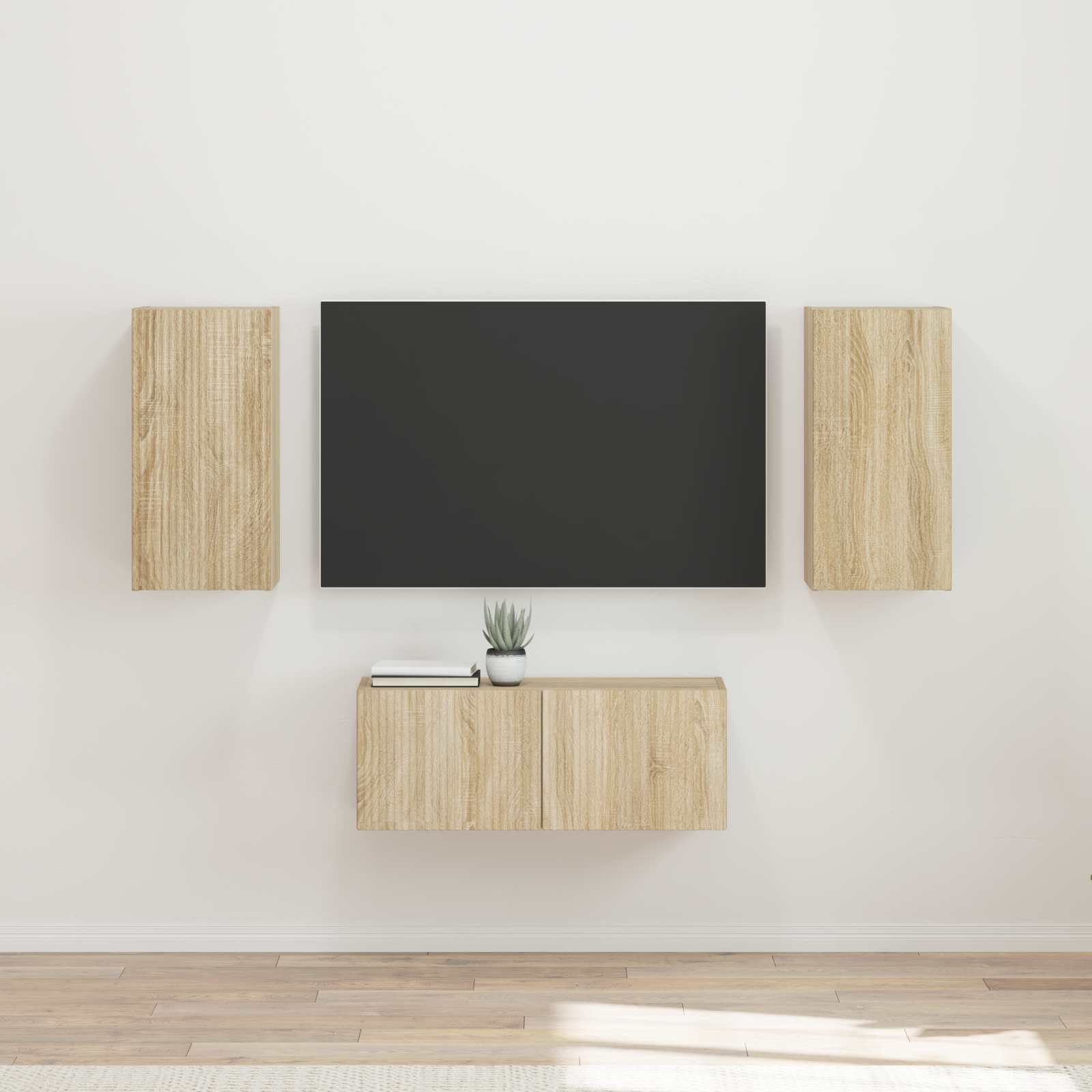 vidaXL Tv-meubelset Wandgemonteerd 6 pcs Wit Bewerkt hout