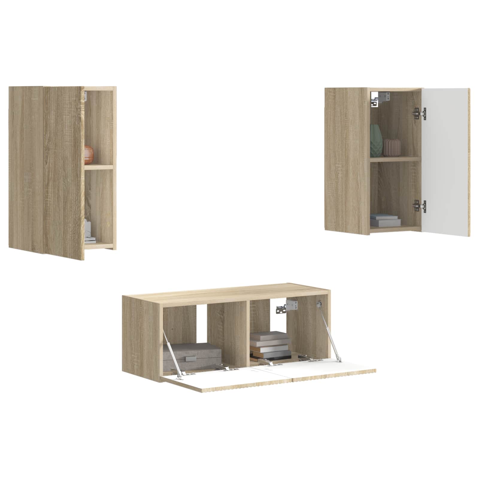 vidaXL Tv-meubelset Wandgemonteerd 6 pcs Wit Bewerkt hout