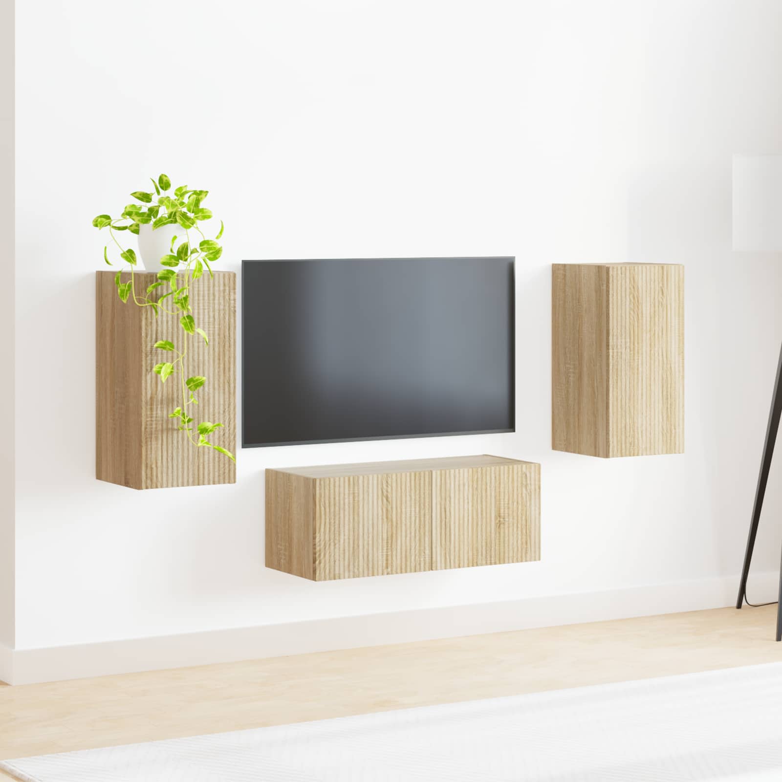 vidaXL Tv-meubelset Wandgemonteerd 6 pcs Wit Bewerkt hout