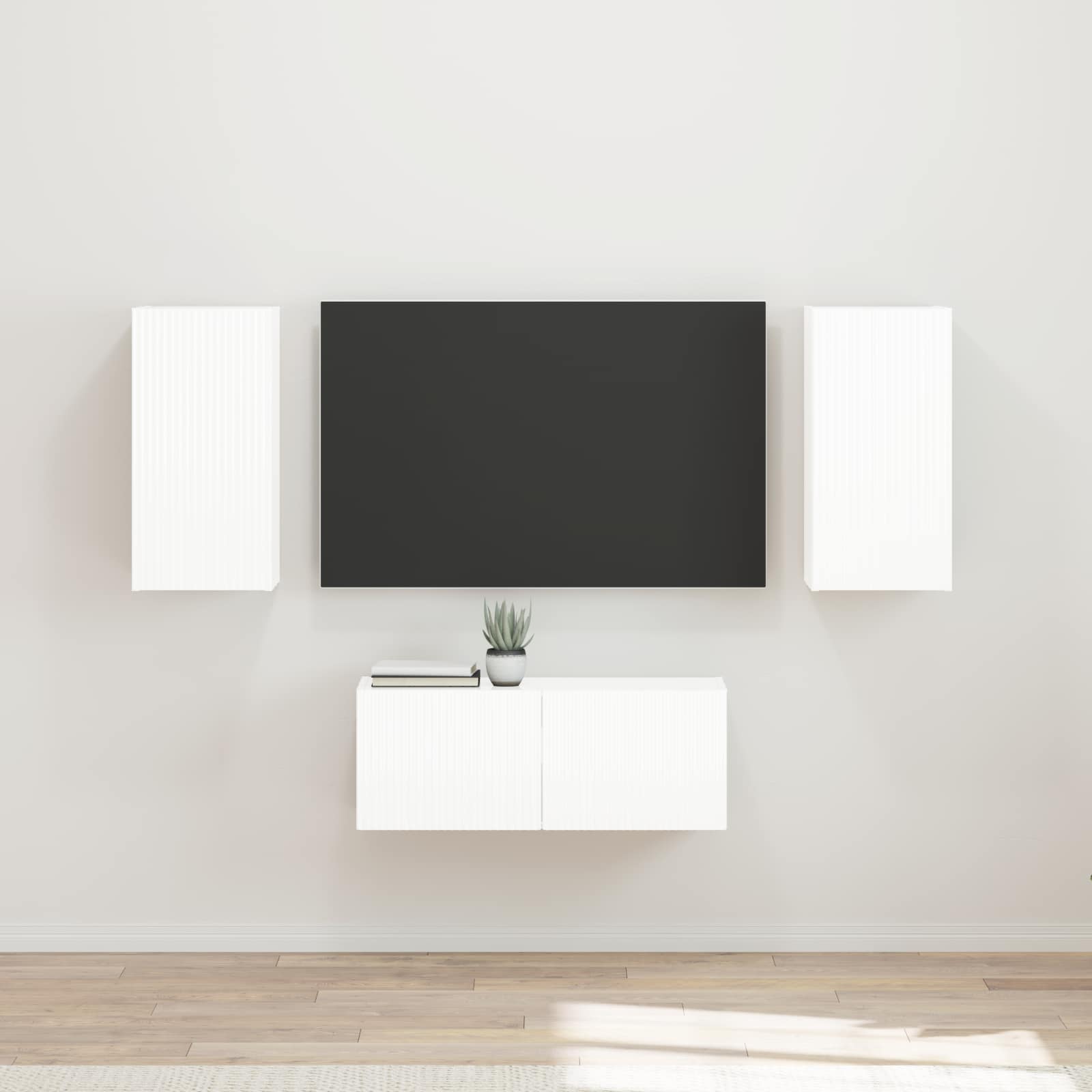 vidaXL Tv-meubelset Wandgemonteerd 6 pcs Wit Bewerkt hout