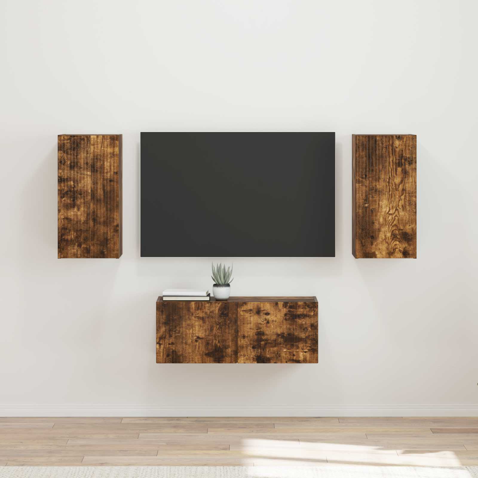 vidaXL Tv-meubelset Wandgemonteerd 6 pcs Wit Bewerkt hout