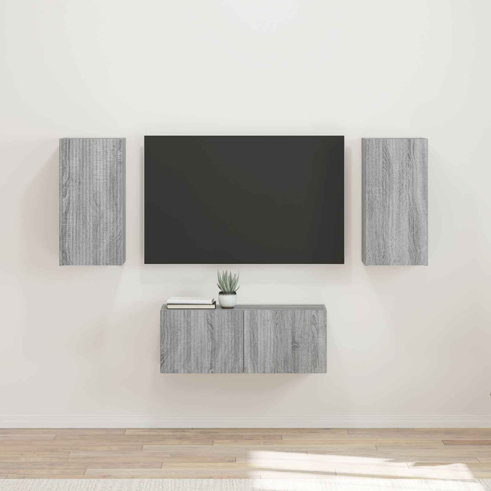 vidaXL Tv-meubelset Wandgemonteerd 6 pcs Wit Bewerkt hout