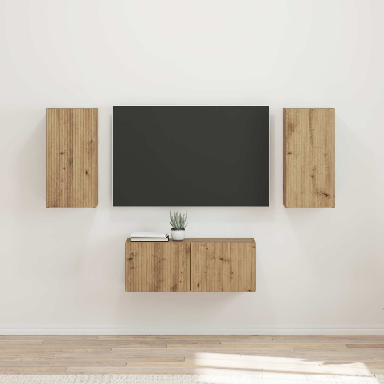 vidaXL Tv-meubelset Wandgemonteerd 6 pcs Wit Bewerkt hout