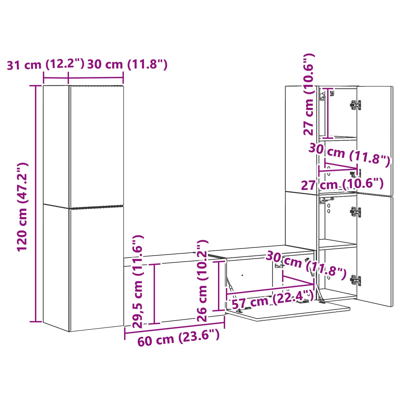 vidaXL 3 pcs Wit