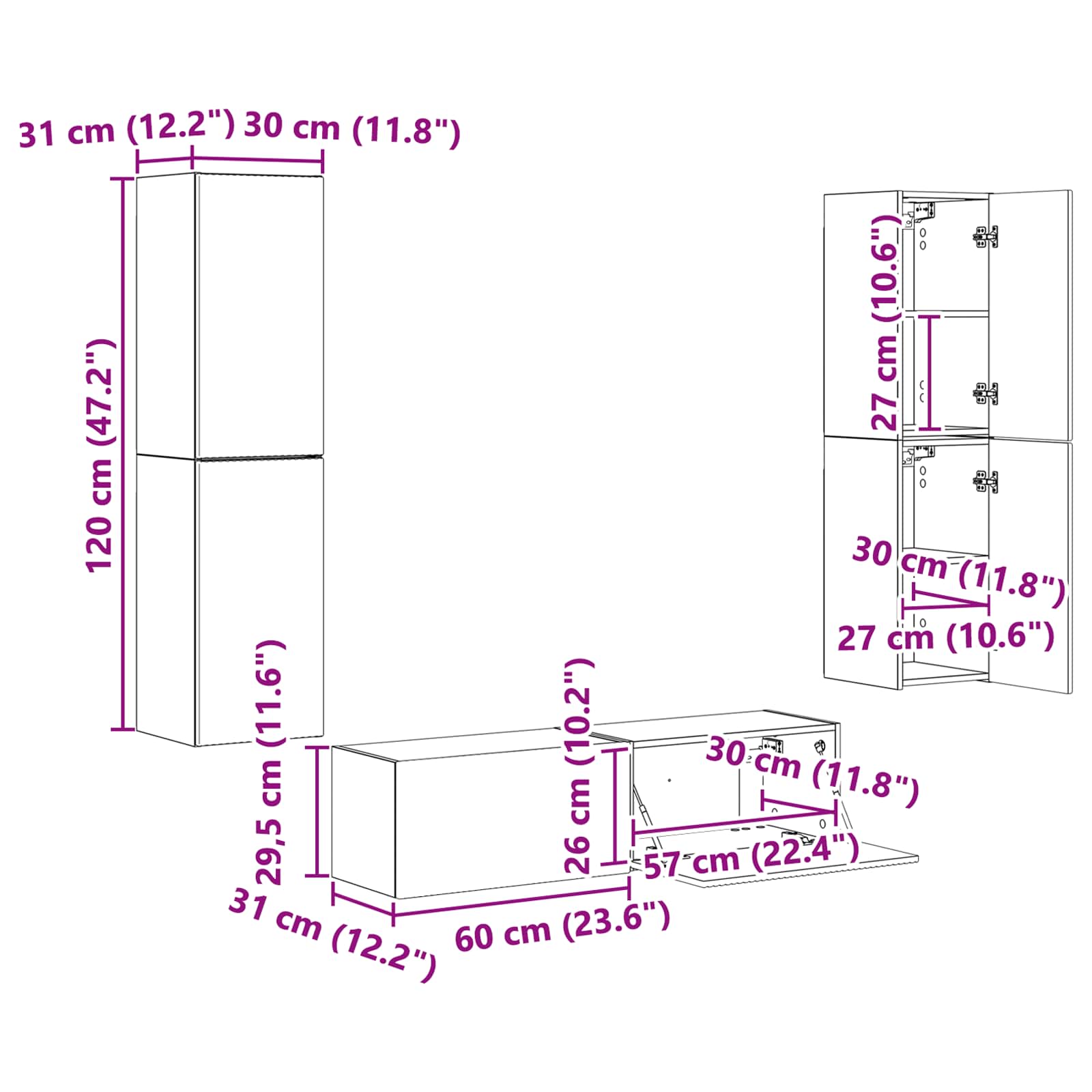 vidaXL 3 pcs Wit