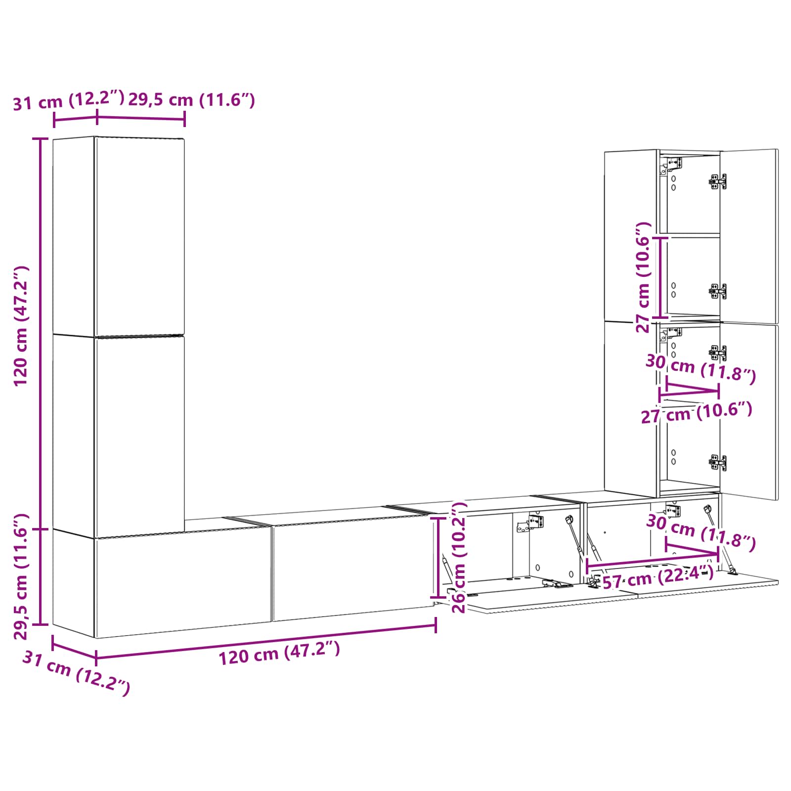 vidaXL 4 pcs Wit