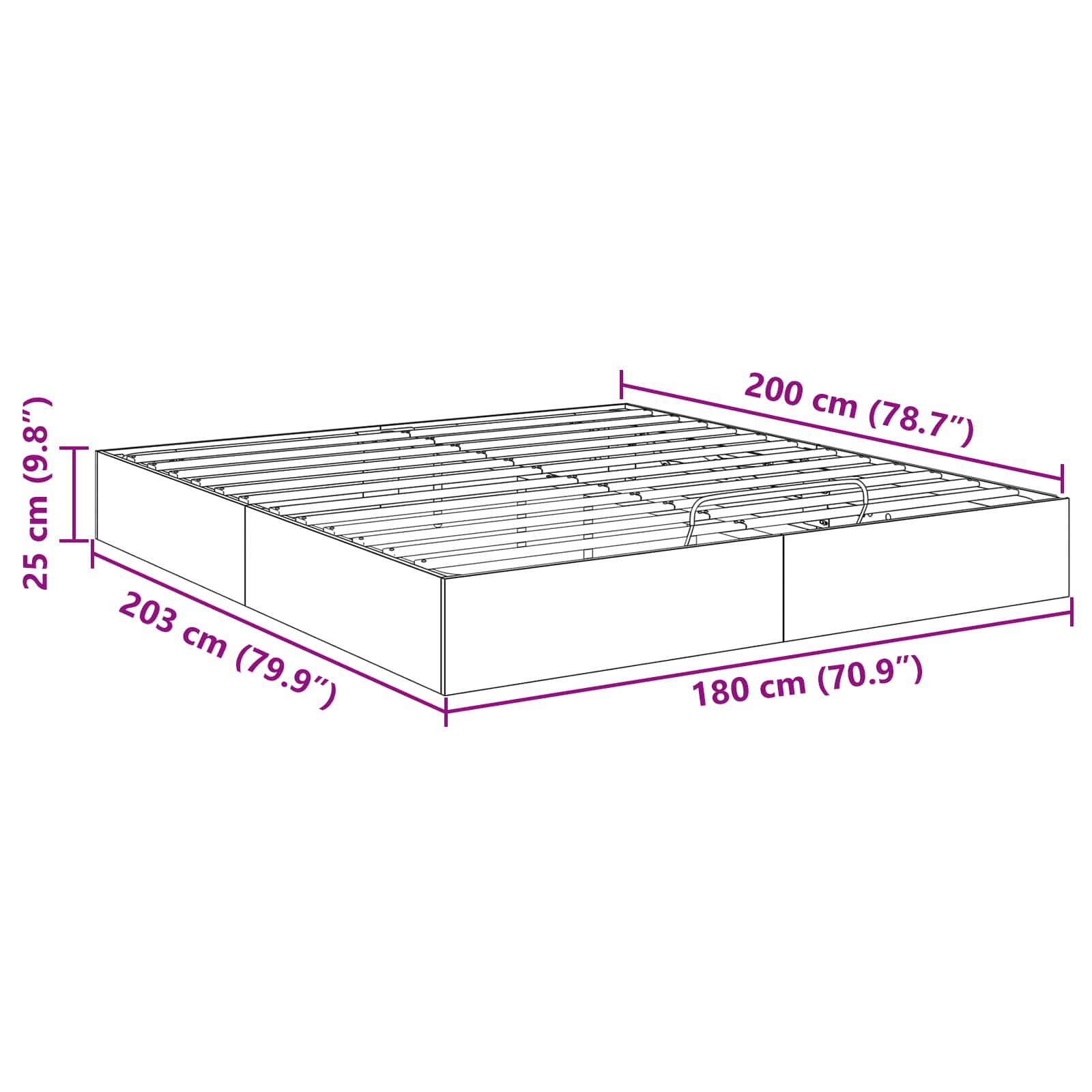 vidaXL Ottoman Bedframe met opslag Wit 193 x 120 x 25 cm Spaanplaat