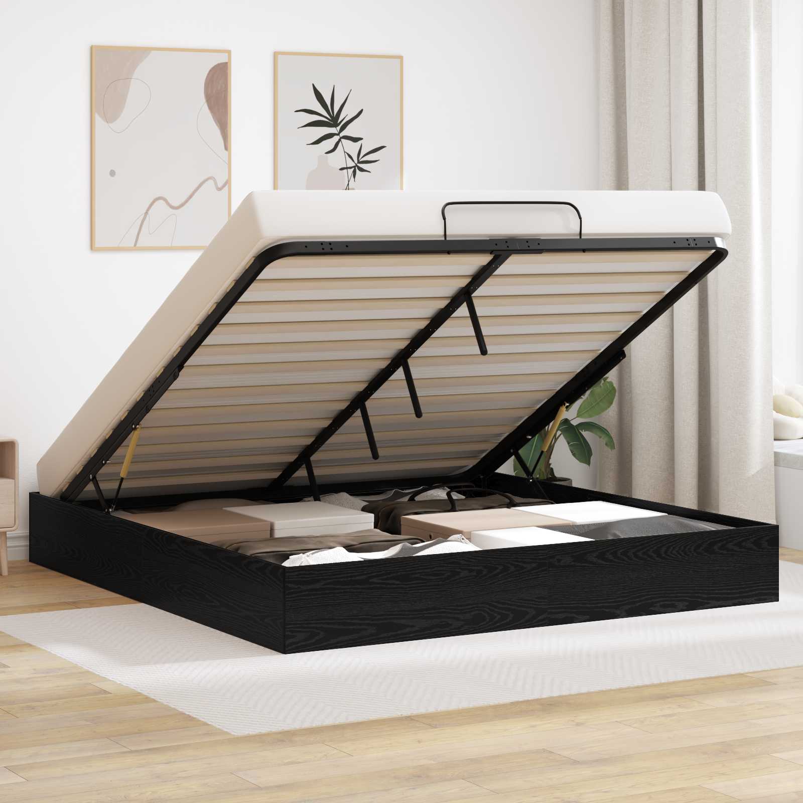 vidaXL Ottoman Bedframe met opslag Wit 193 x 120 x 25 cm Spaanplaat