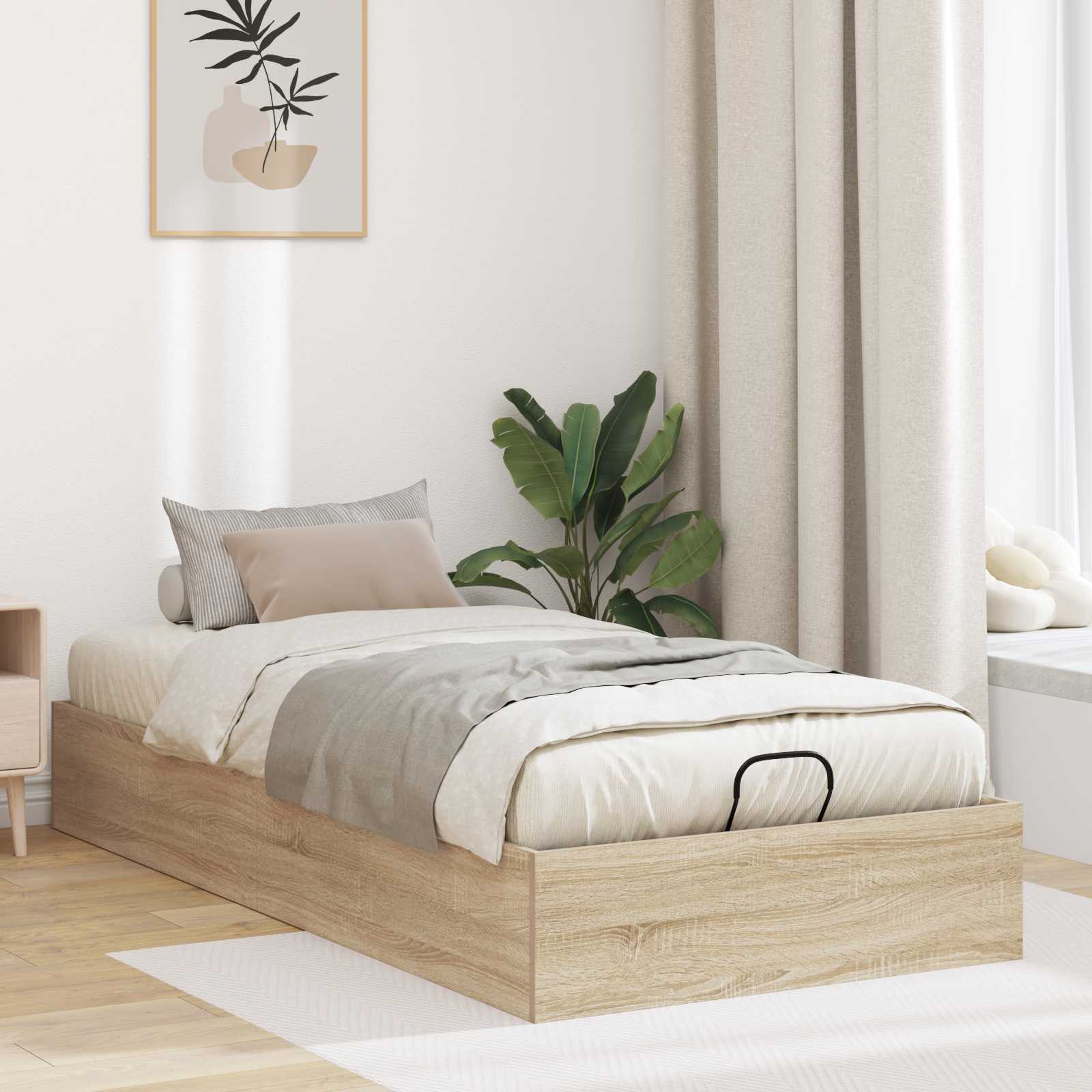 vidaXL Ottoman Bedframe met opslag Wit 193 x 120 x 25 cm Spaanplaat