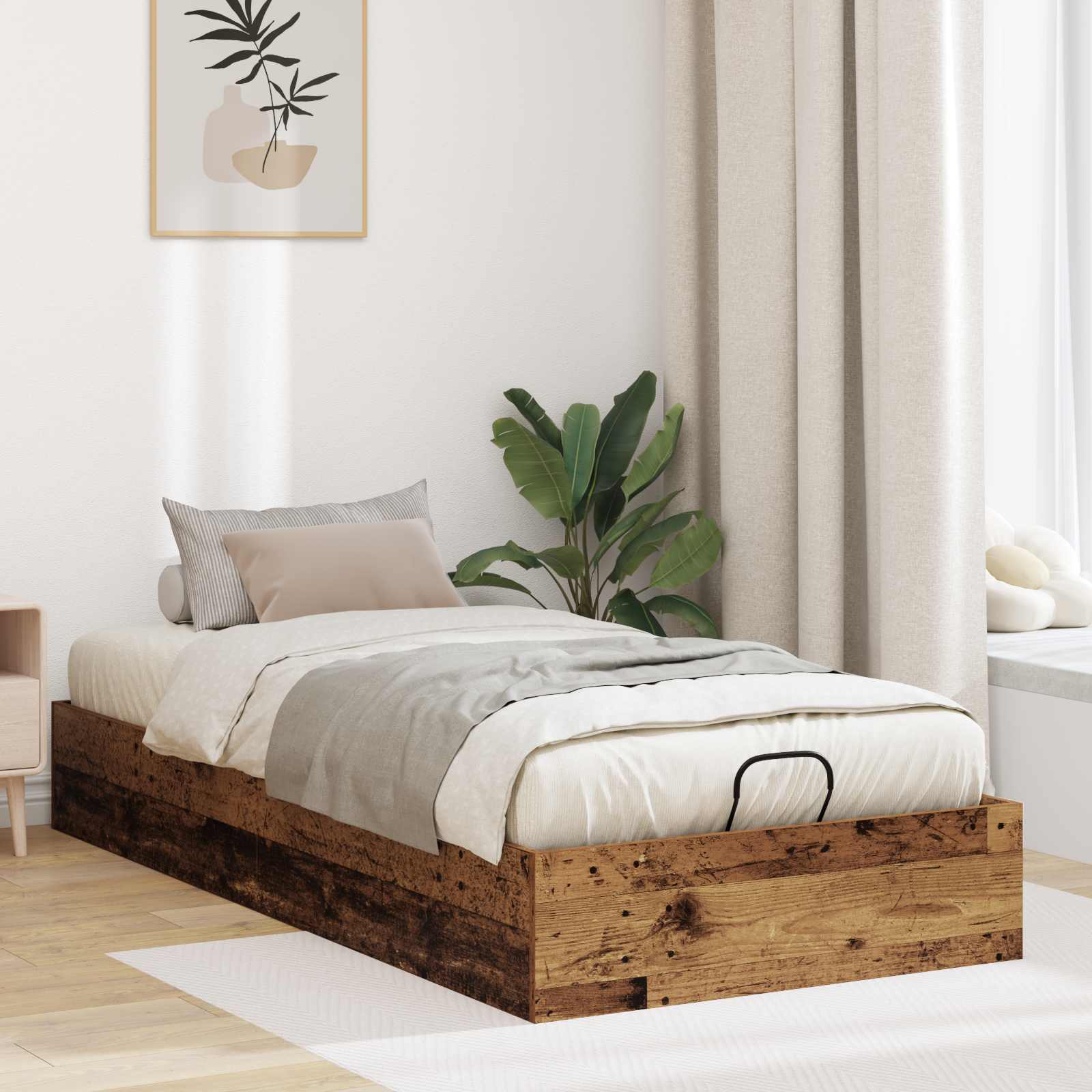 vidaXL Ottoman Bedframe met opslag Wit 193 x 120 x 25 cm Spaanplaat