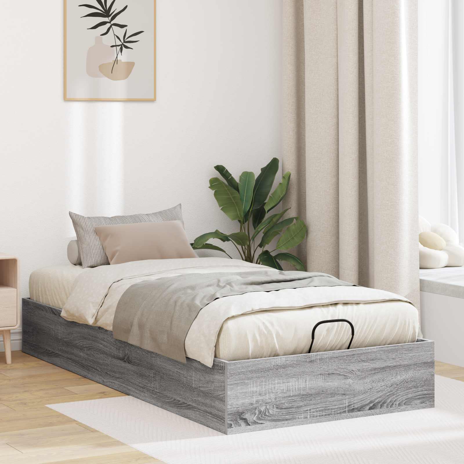 vidaXL Ottoman Bedframe met opslag Wit 193 x 120 x 25 cm Spaanplaat